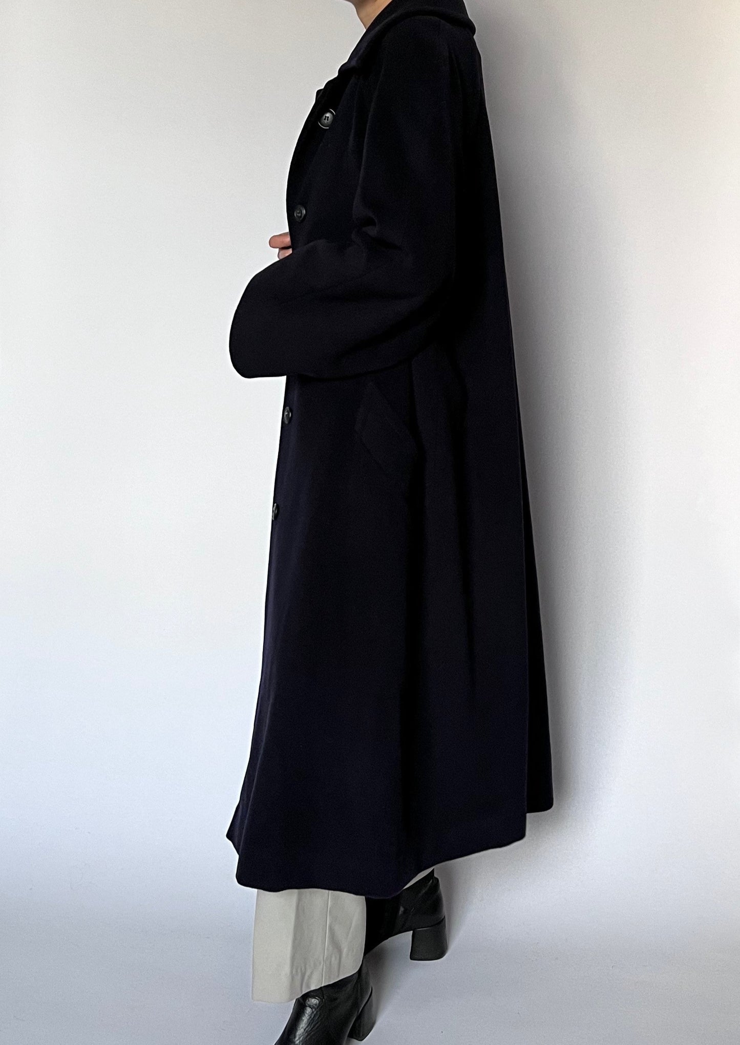 Navy Wool Ankle Grazing Coat S/M