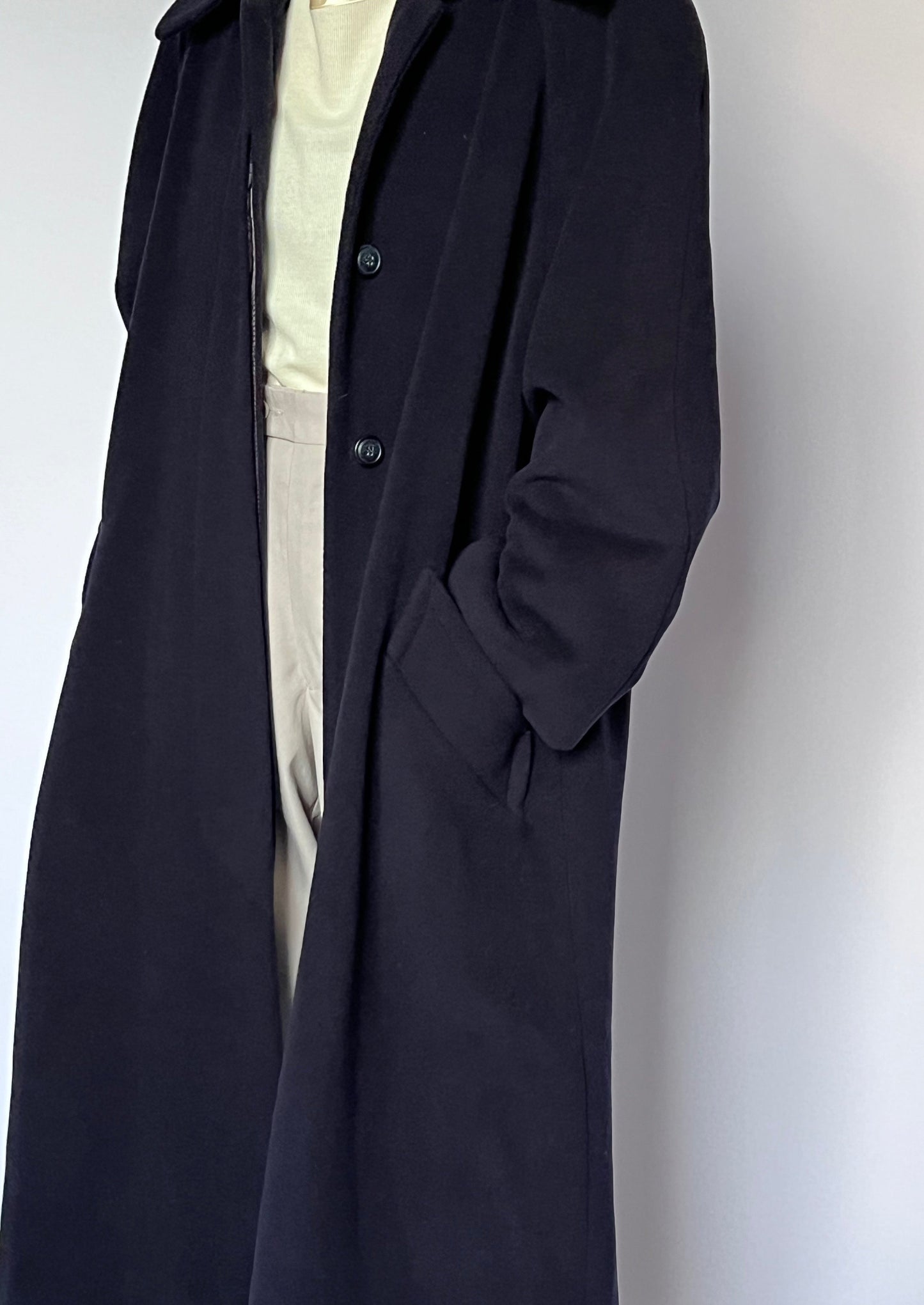 Navy Wool Ankle Grazing Coat S/M