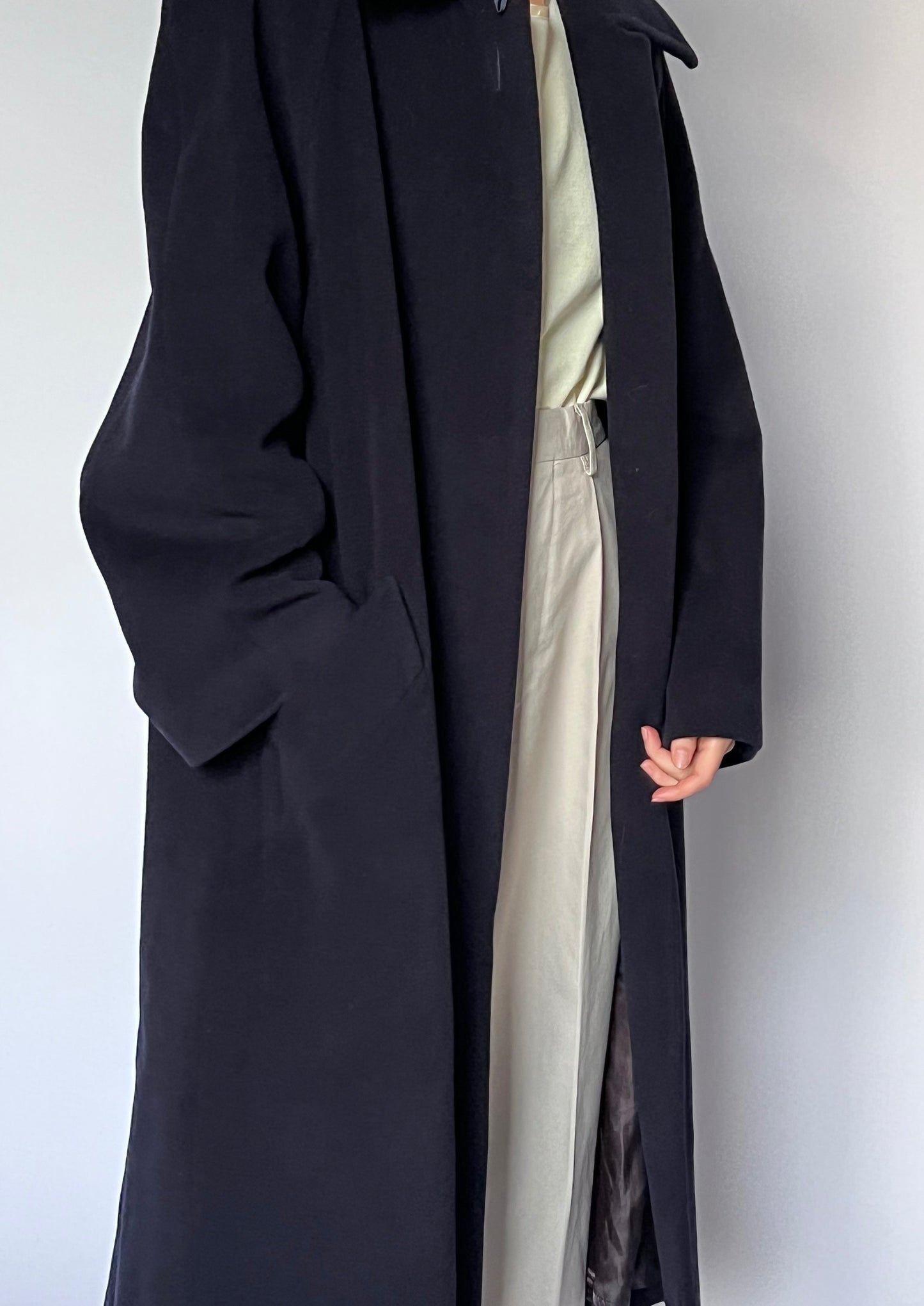 Navy Wool Ankle Grazing Coat S/M