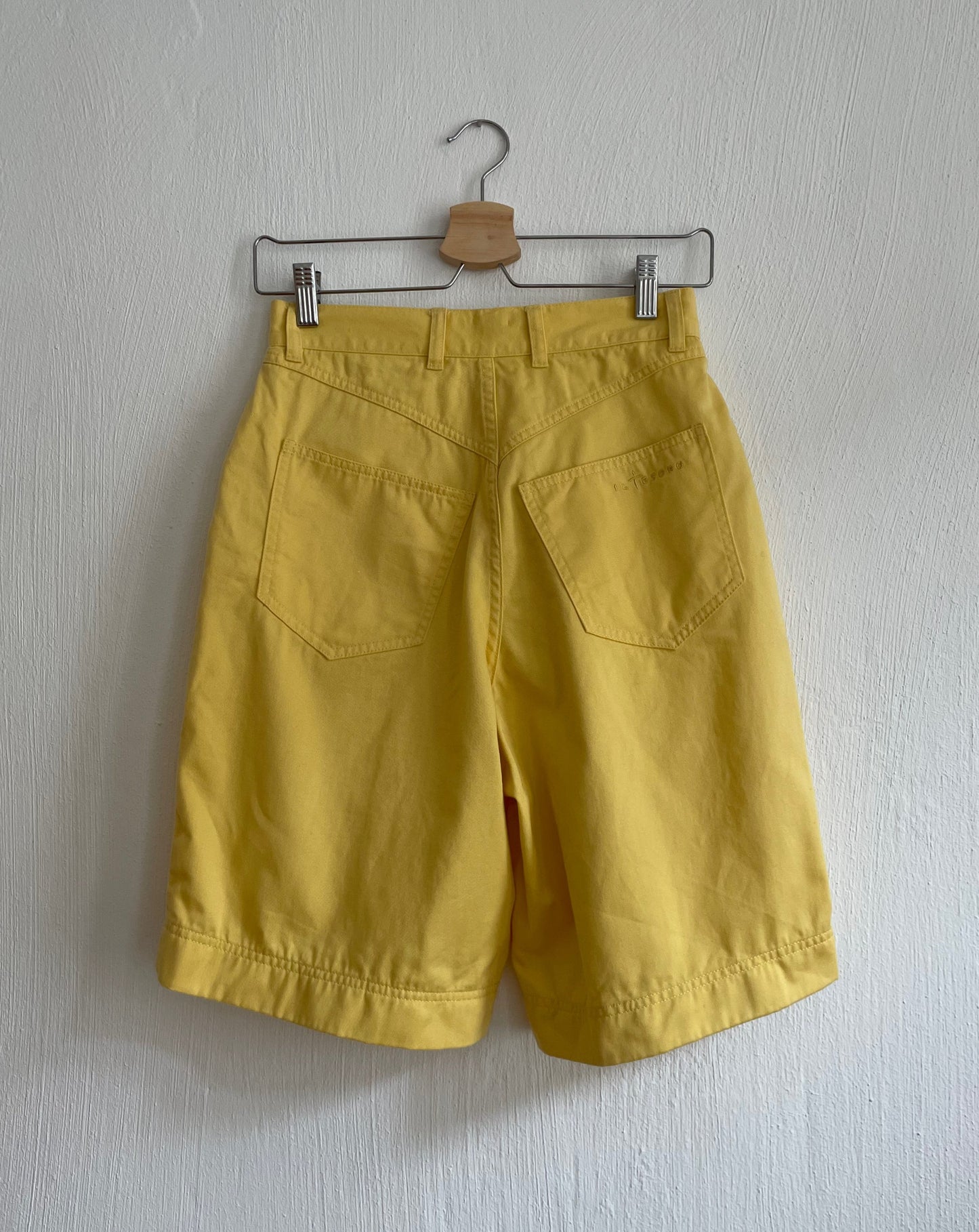 Vintage Yellow Bermuda Denim Shorts Size S Waist 26.5"