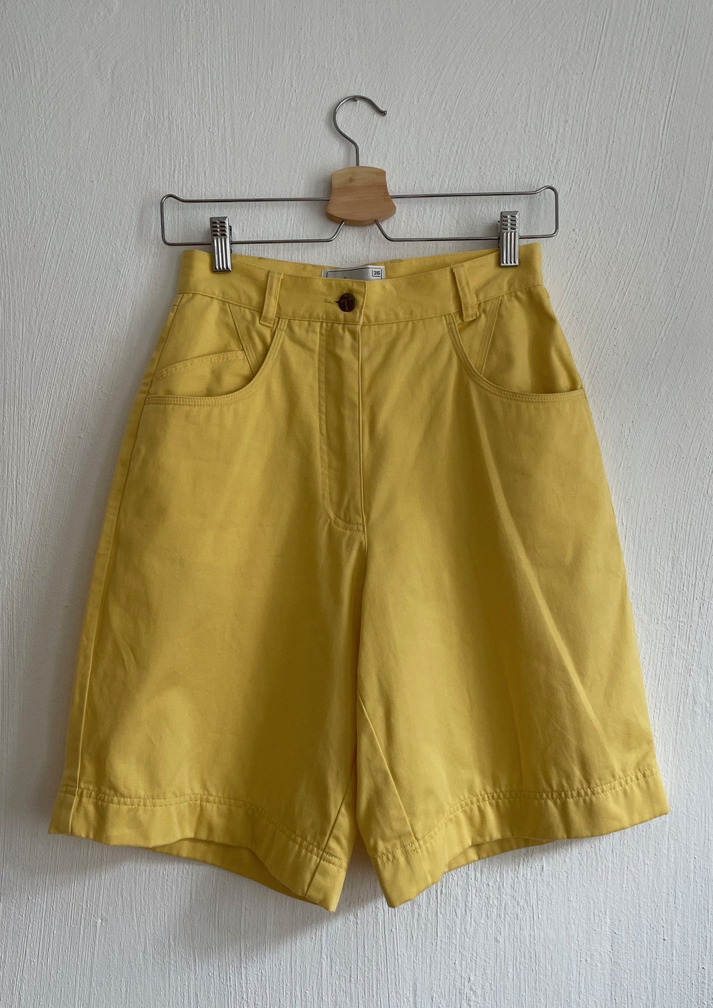 Vintage Yellow Bermuda Denim Shorts Size S Waist 26.5"