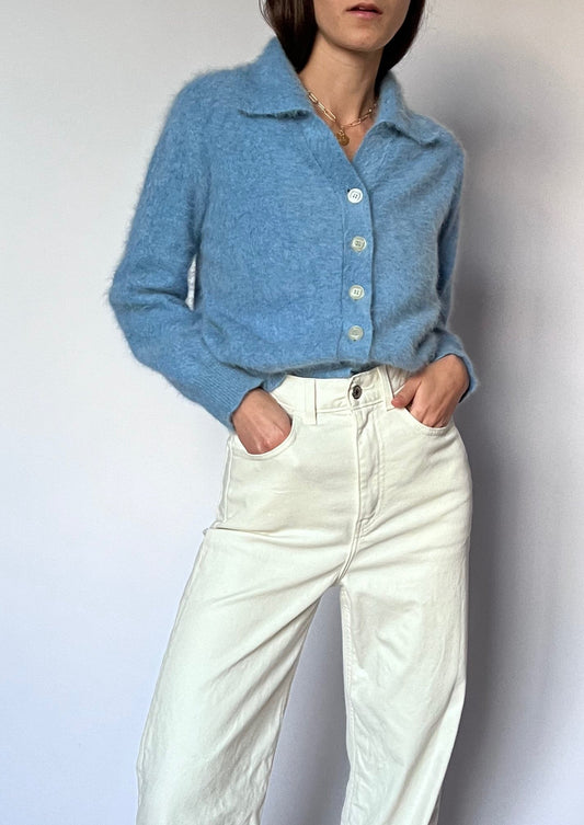 Light Blue Angora Cropped Cardigan XS/S