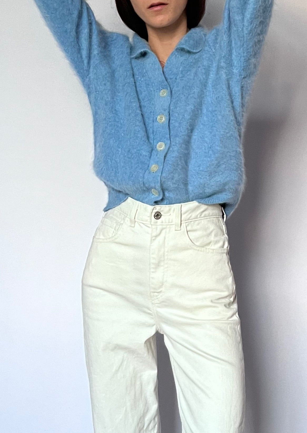 Light Blue Angora Cropped Cardigan XS/S