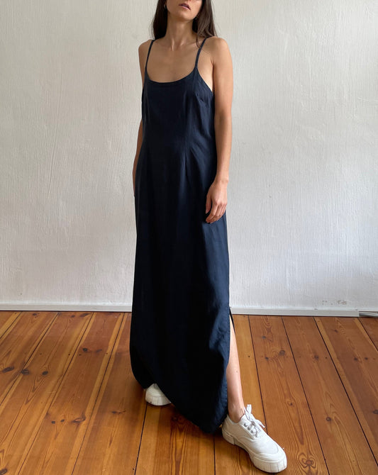 Vintage 90s Minimal Linen Maxi Dress Size M