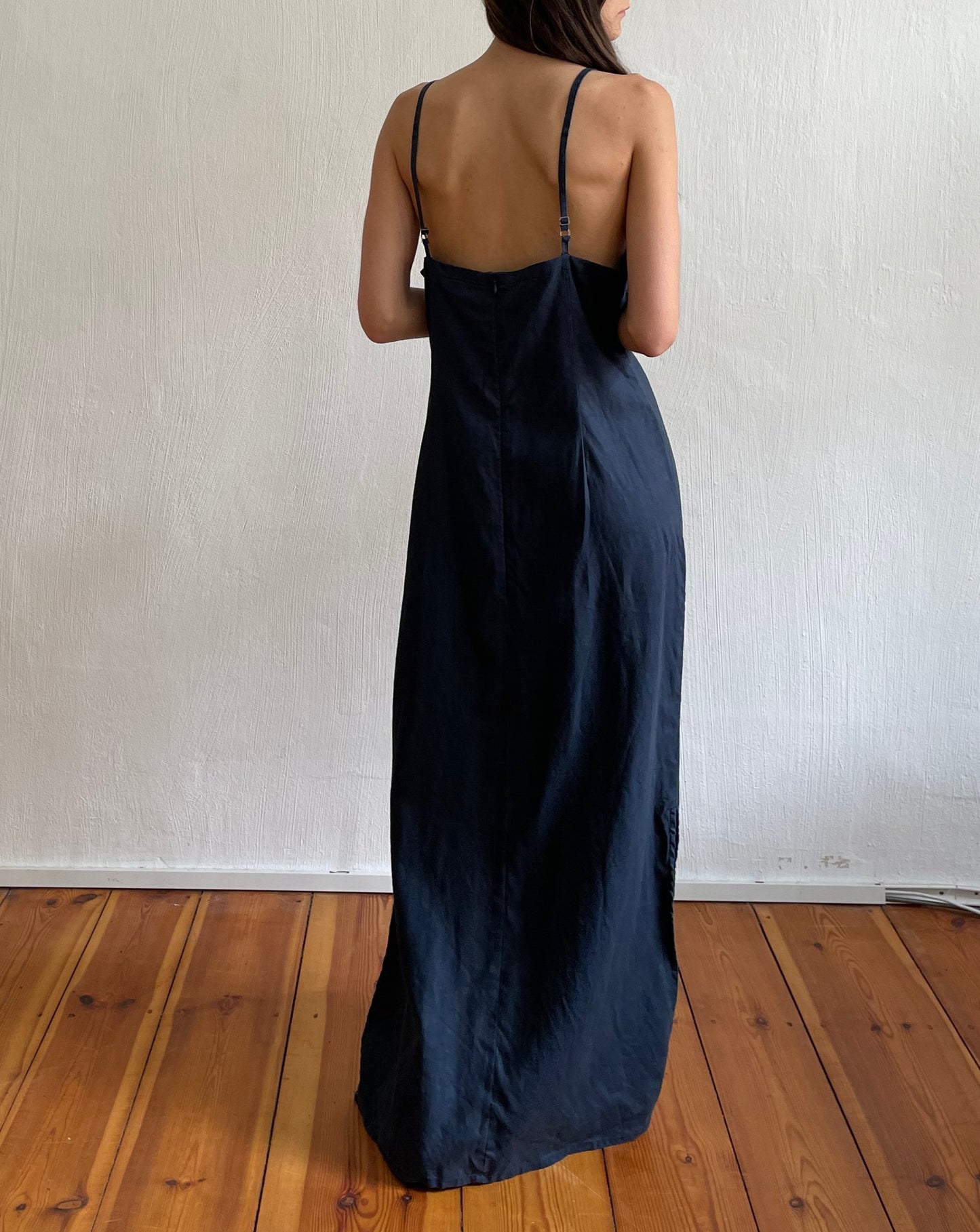 Vintage 90s Minimal Linen Maxi Dress Size M