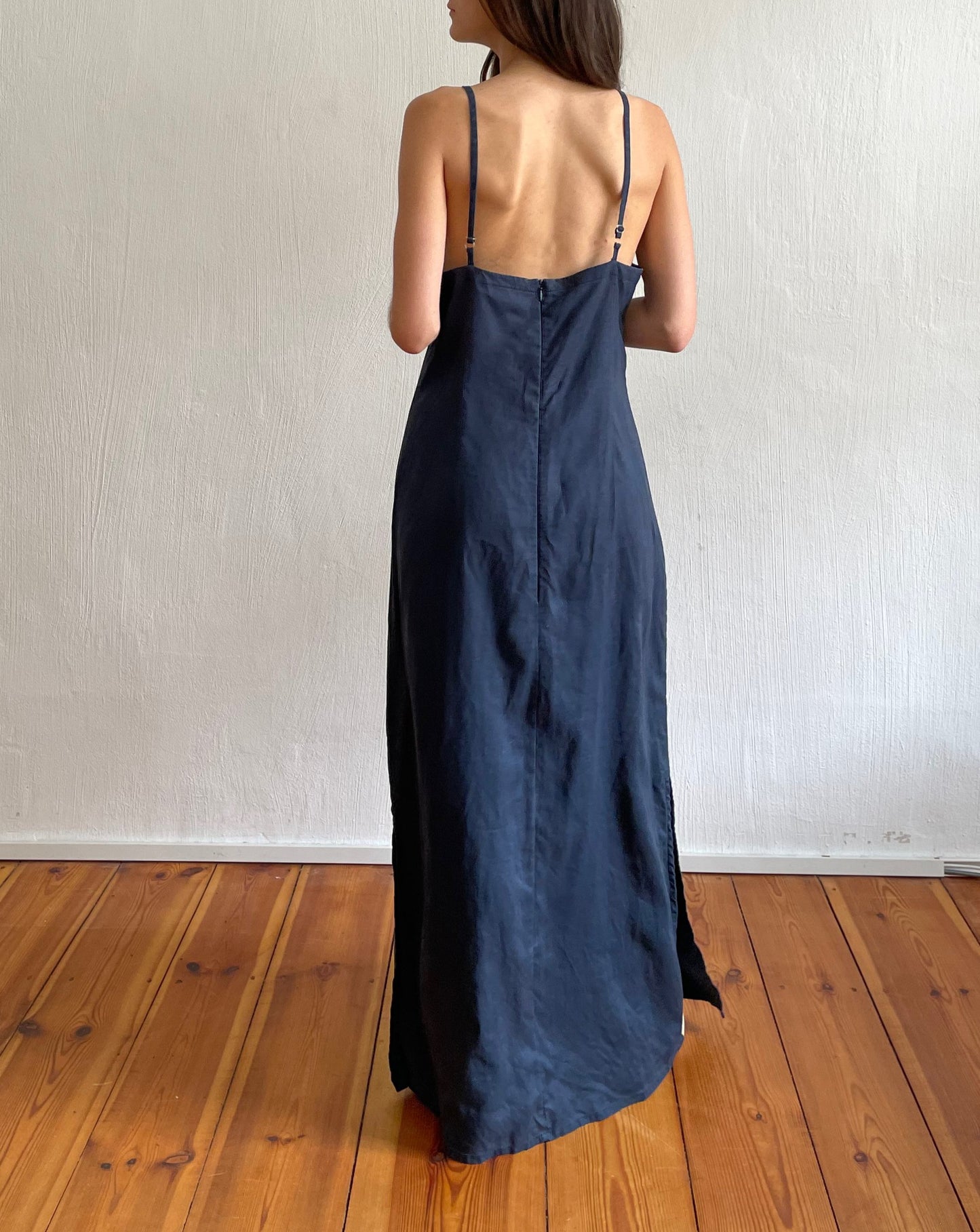 Vintage 90s Minimal Linen Maxi Dress Size M