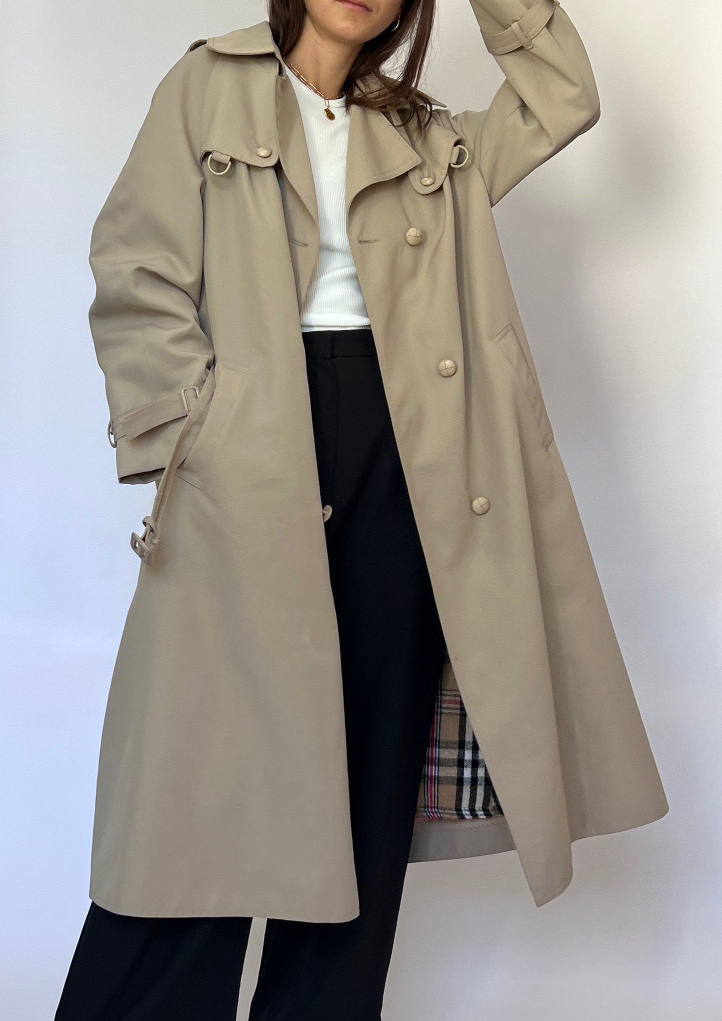 Vintage Classic 70s Neutral Trench Coat S/M