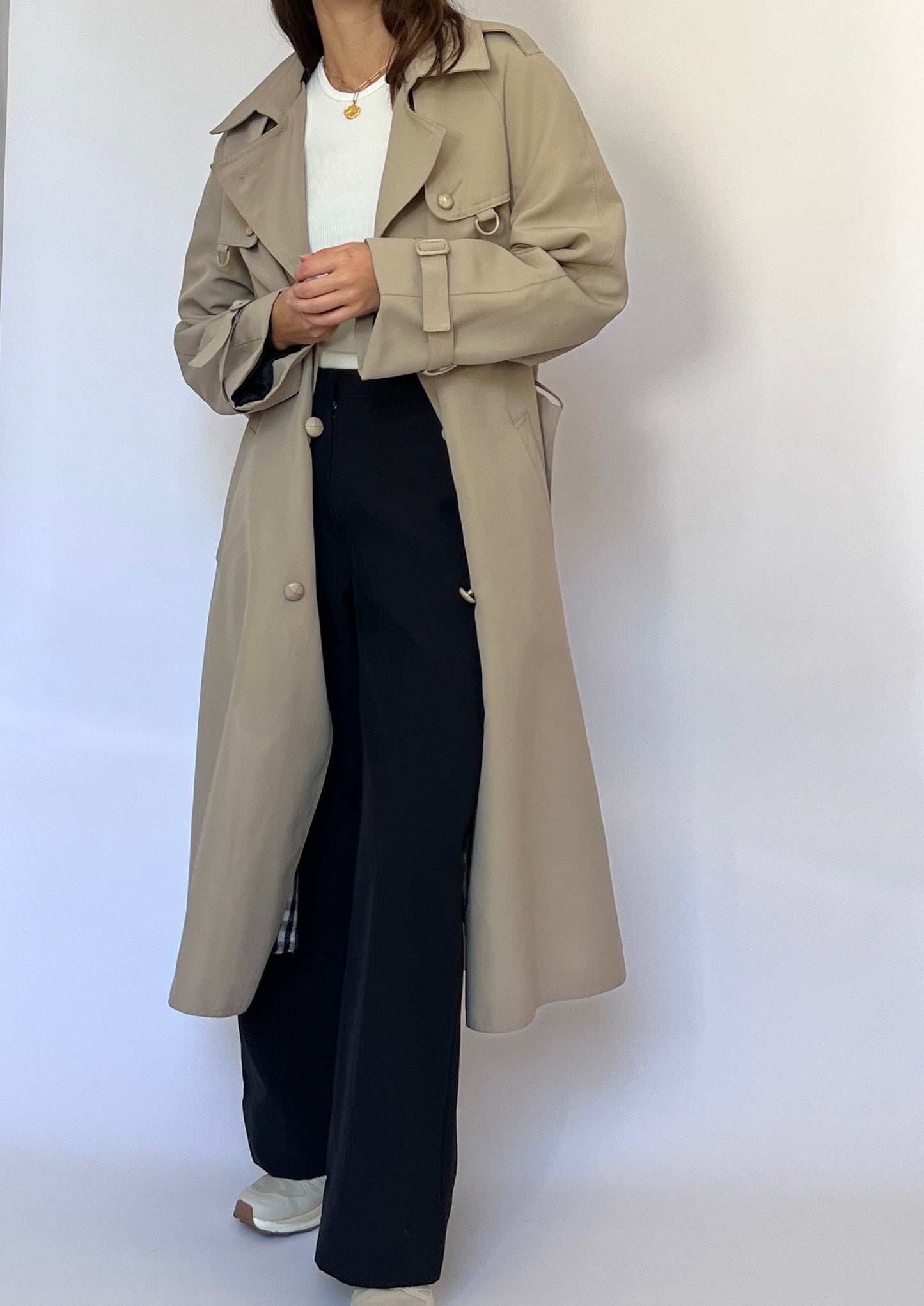 Vintage Classic 70s Neutral Trench Coat S/M