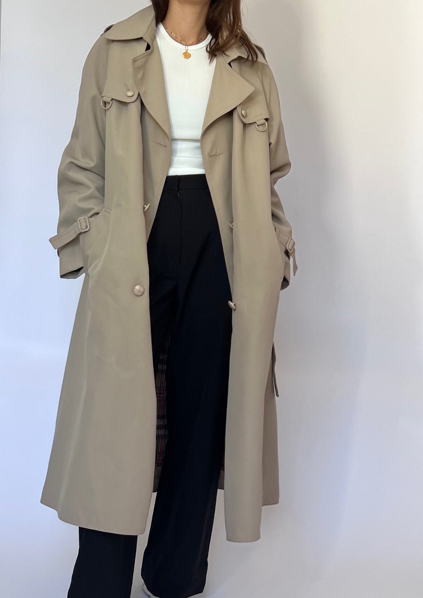 Vintage Classic 70s Neutral Trench Coat S/M