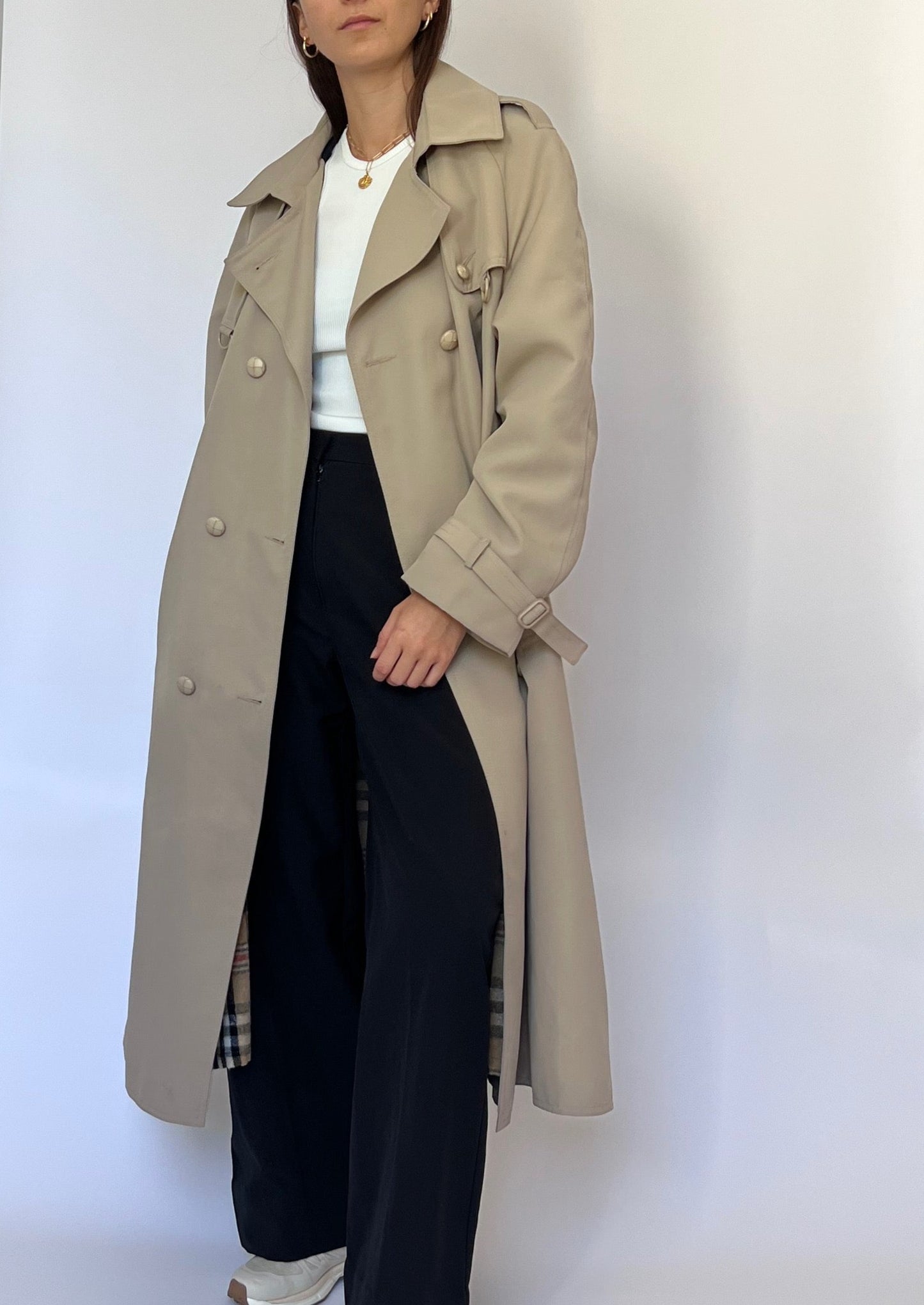 Vintage Classic 70s Neutral Trench Coat S/M