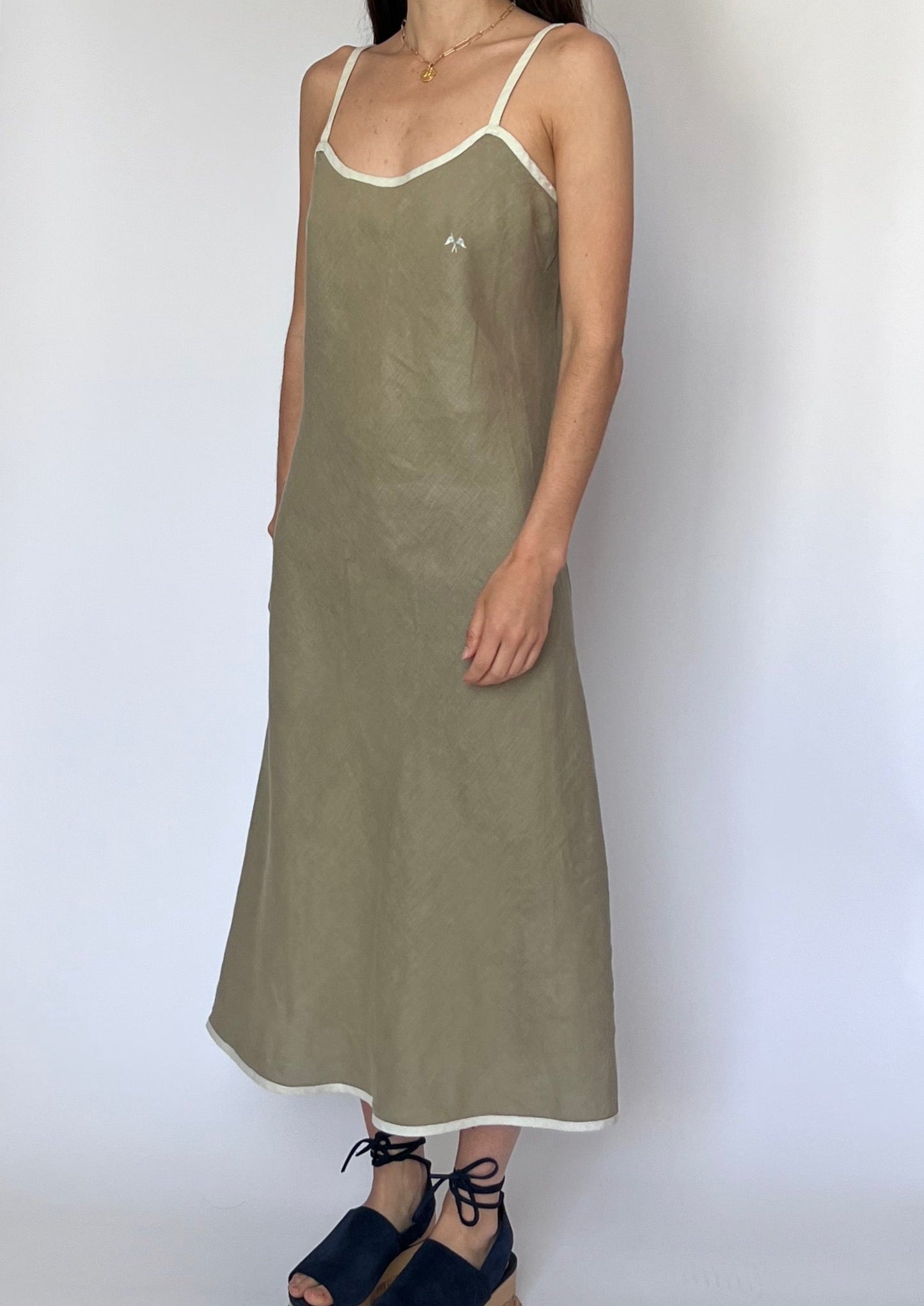 90s Burberry Linen Slip Dress XS/S