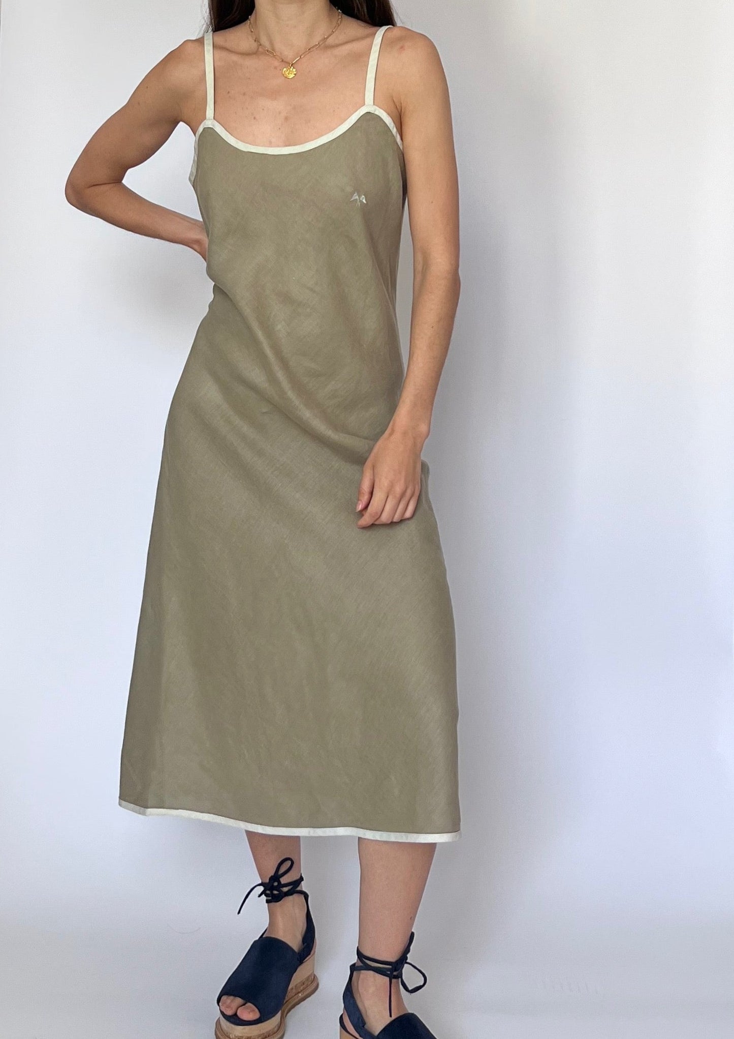 90s Burberry Linen Slip Dress XS/S