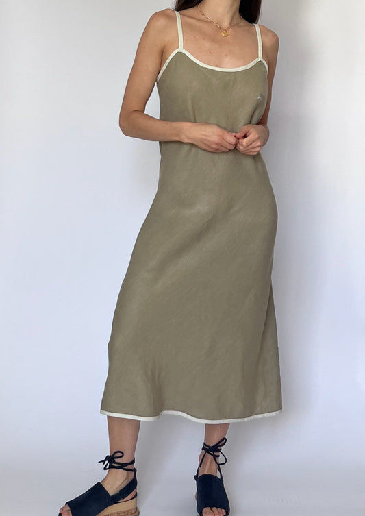 90s Burberry Linen Slip Dress XS/S