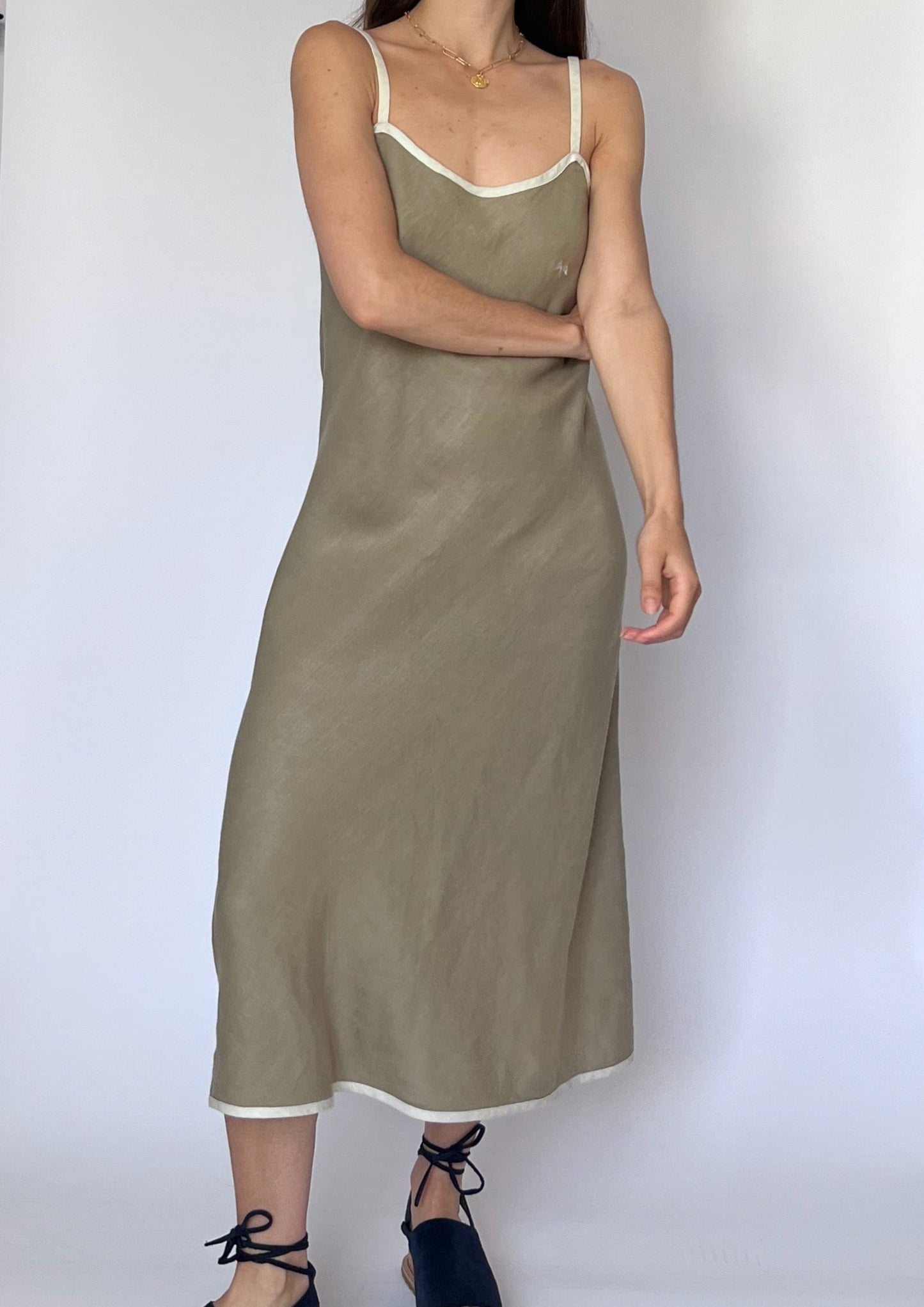 90s Burberry Linen Slip Dress XS/S