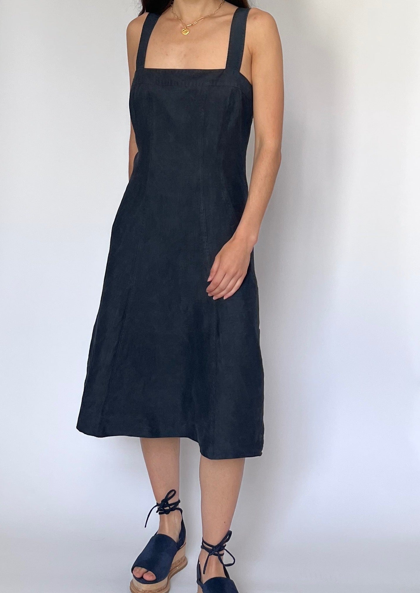 90s Linen Silk Apron Pinafore Midi Dress XS/S Reforme Studios 90s Linen Silk Apron Pinafore Midi Dress XS/S Reforme Studios