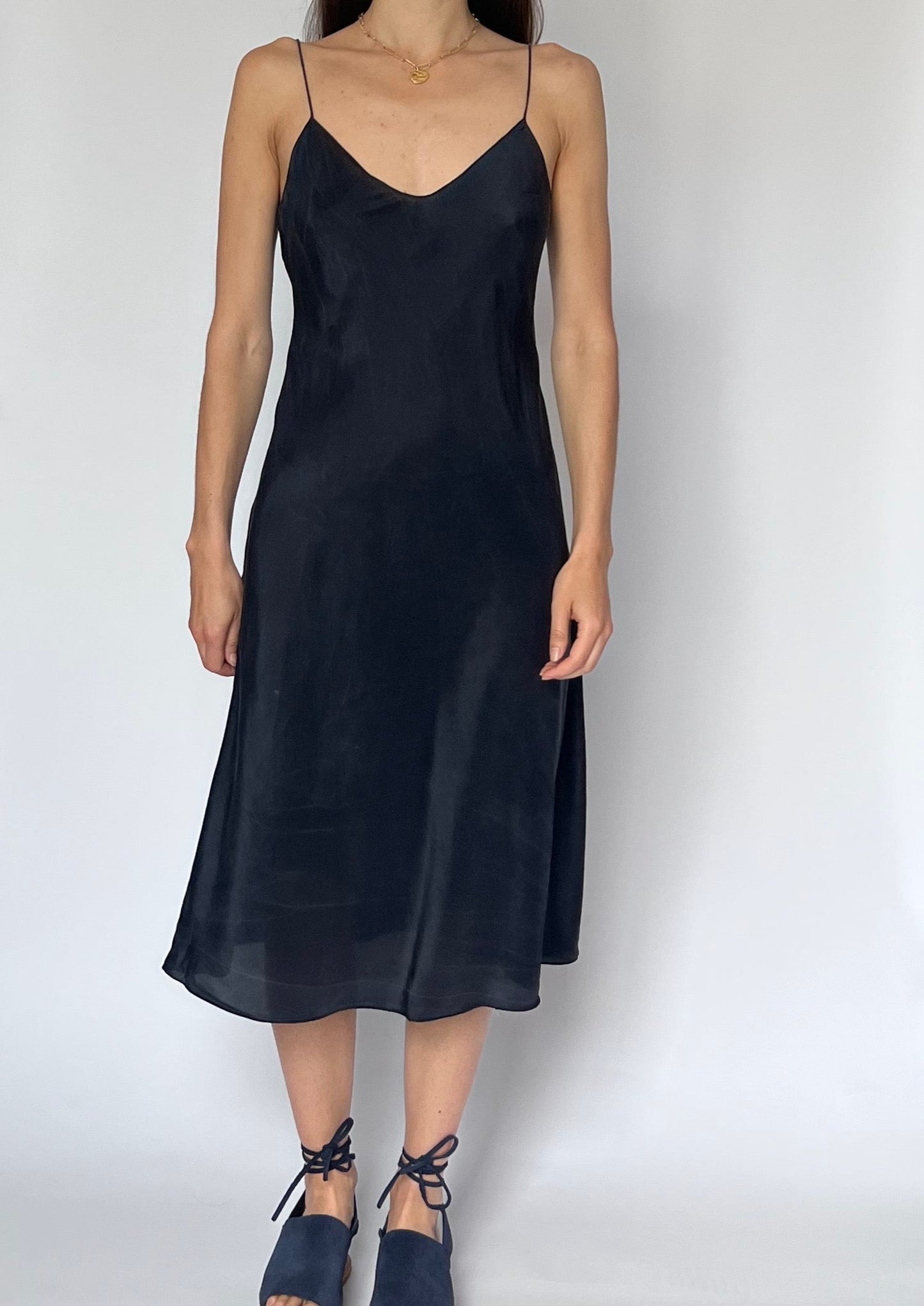 90s Ralph Lauren Silk Navy Slip Dress XS/S