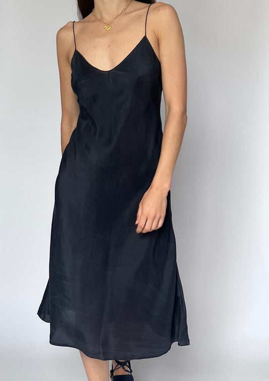 90s Ralph Lauren Silk Navy Slip Dress XS/S