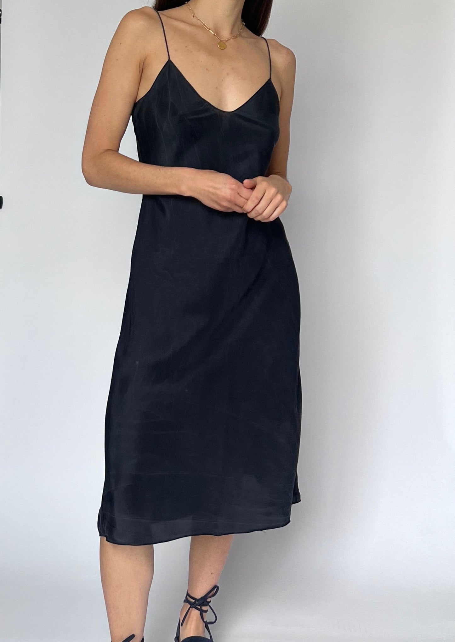 90s Ralph Lauren Silk Navy Slip Dress XS/S