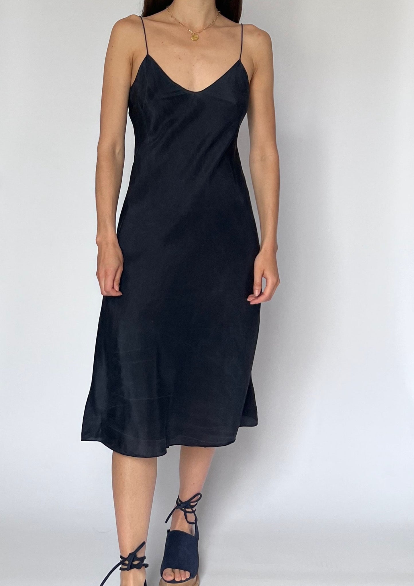 90s Ralph Lauren Silk Navy Slip Dress XS/S