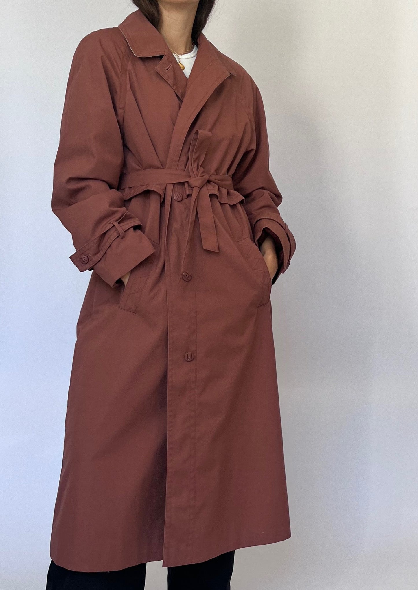 Vintage Burgundy Padded Trench Coat S/M/L