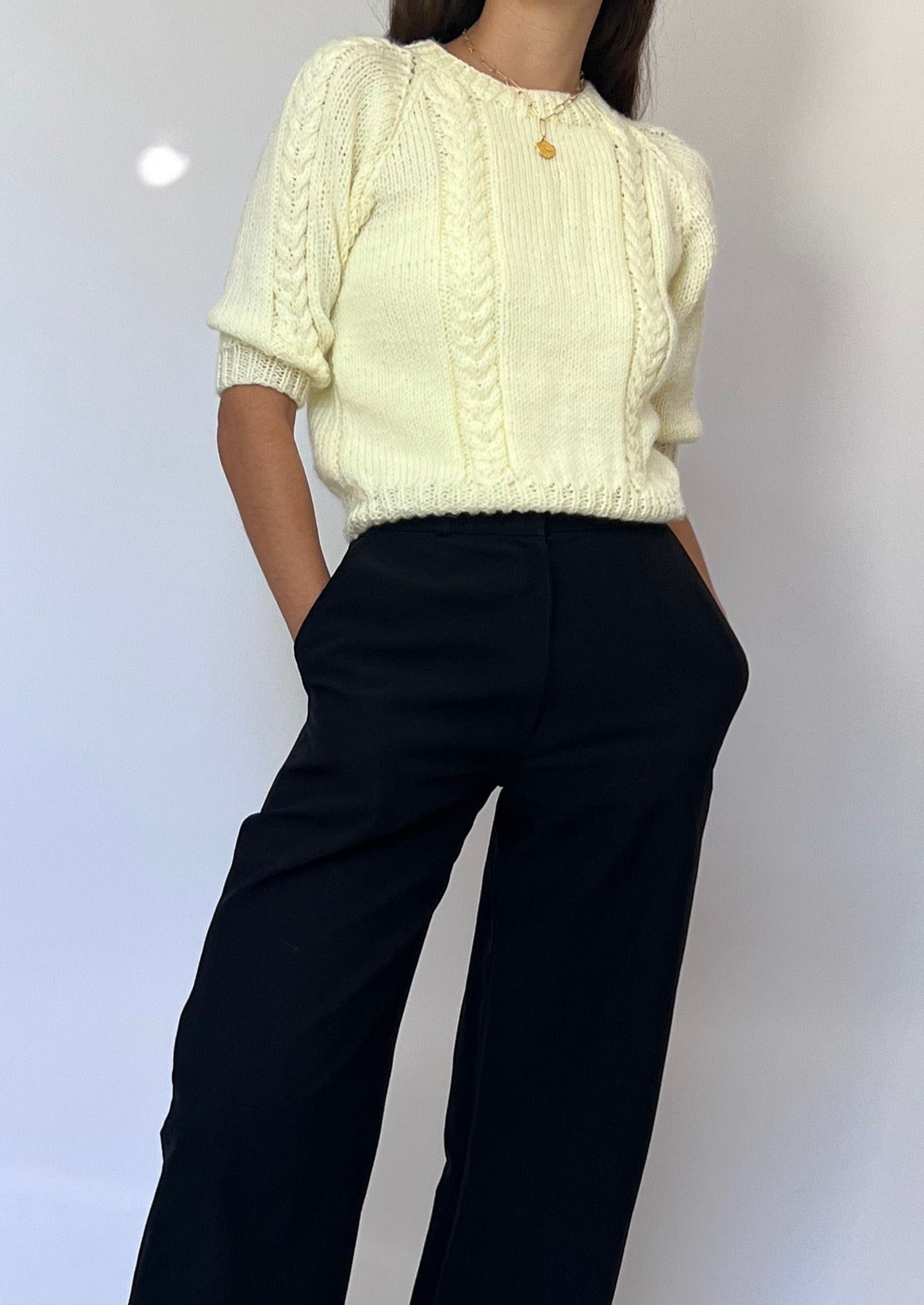 Cropped Handmade Knitted Jumper XS/S