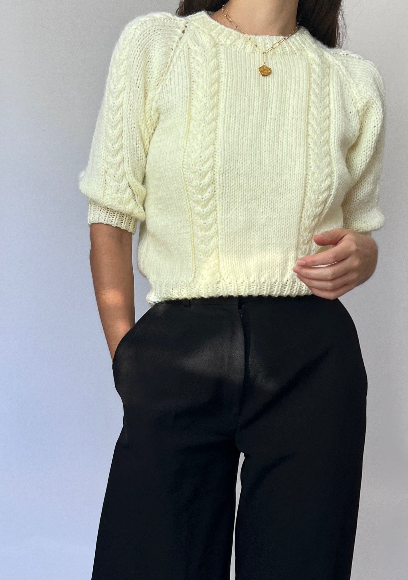 Cropped Handmade Knitted Jumper XS/S