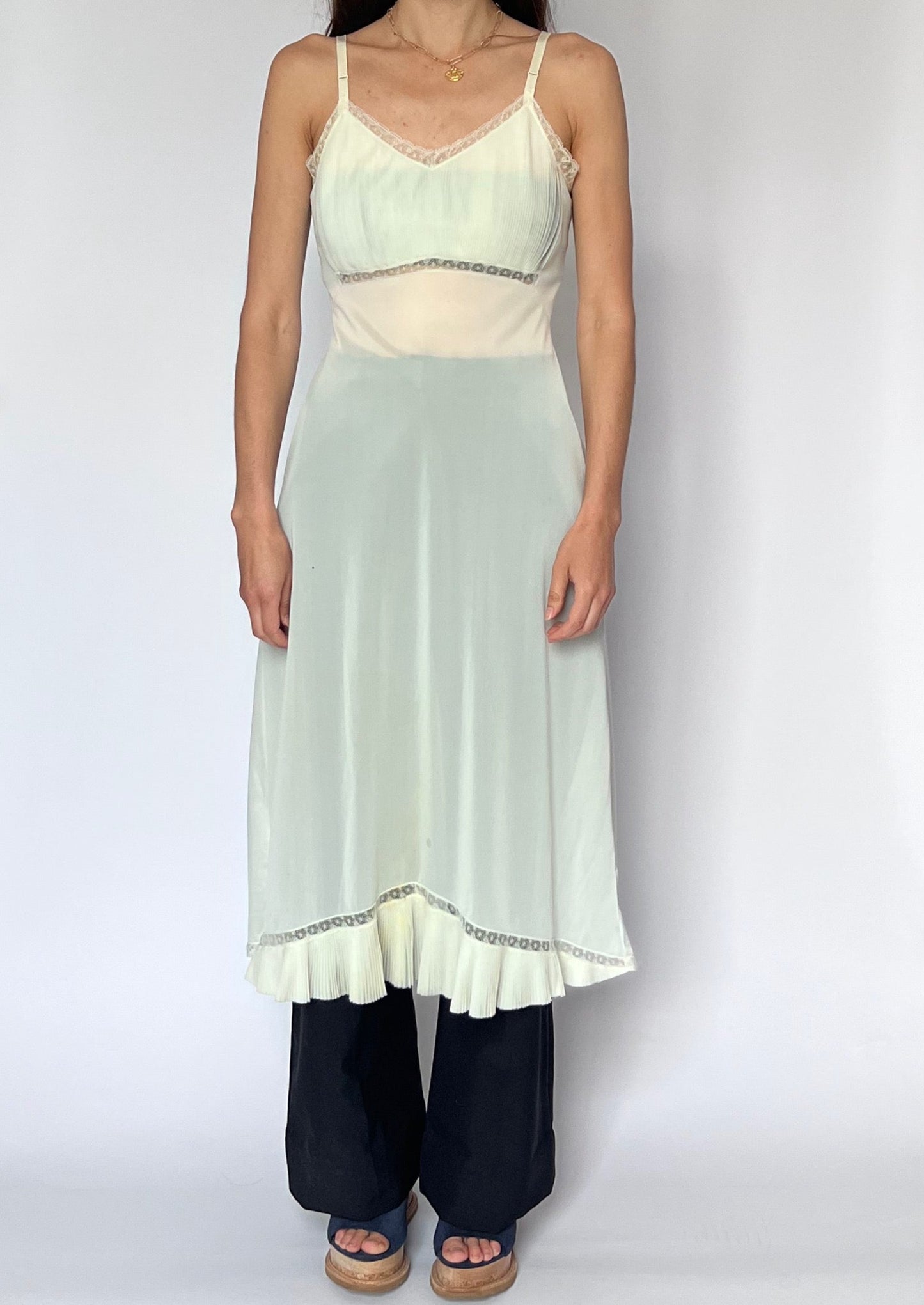 70s Sheer Lingerie Slip Dress XS