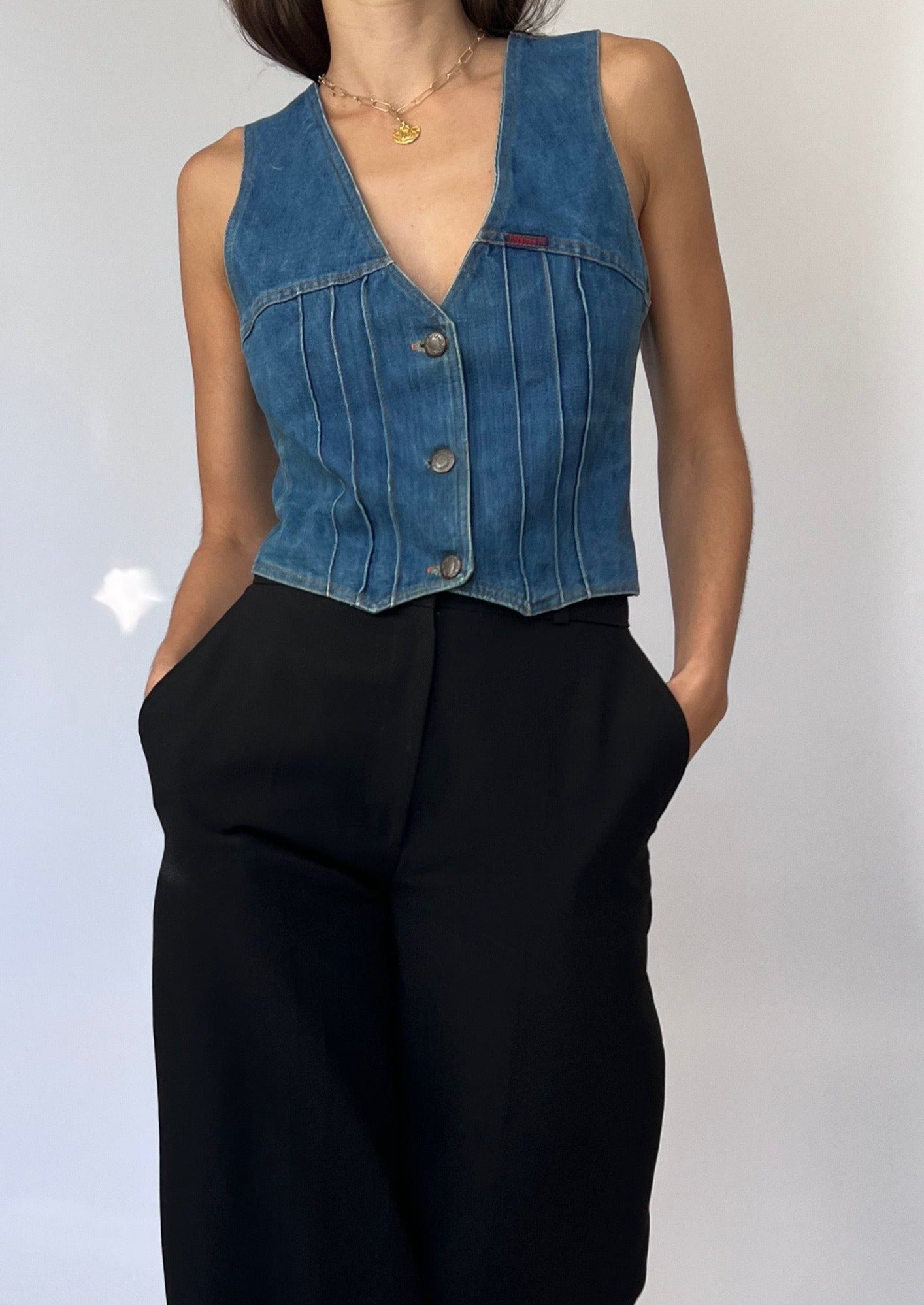 Cropped Denim Waistcoat XS/S