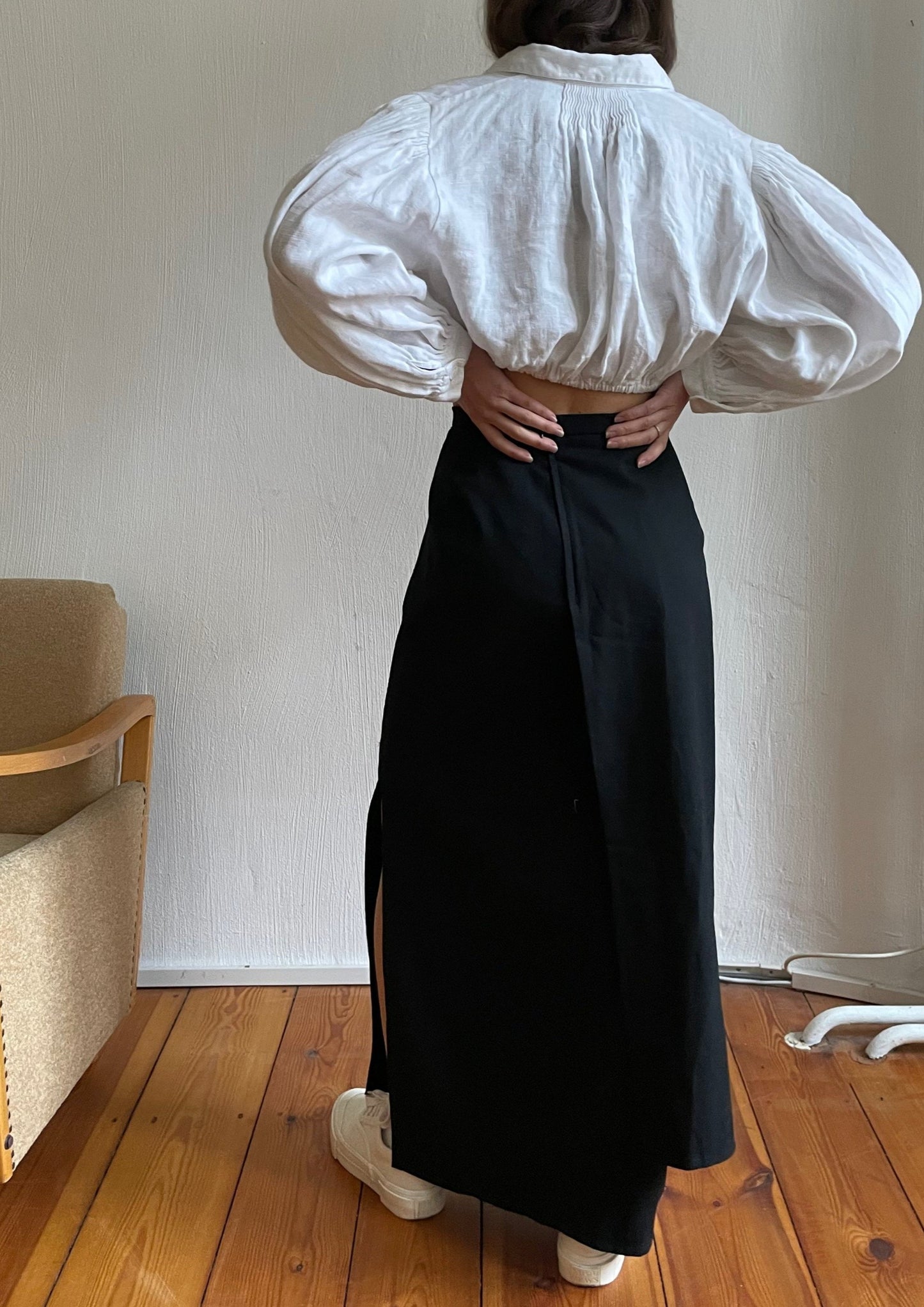 Vintage Wrap Wool Maxi Skirt w/ Side Split XS