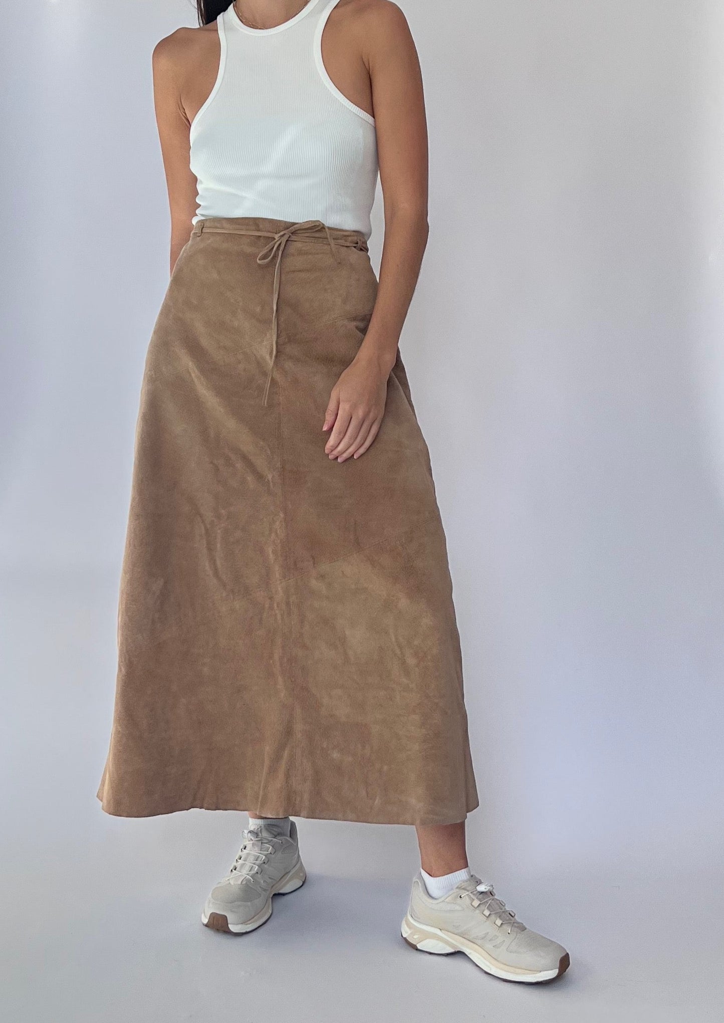 Vintage 70s Suede Neutral Skirt S/M W'30"