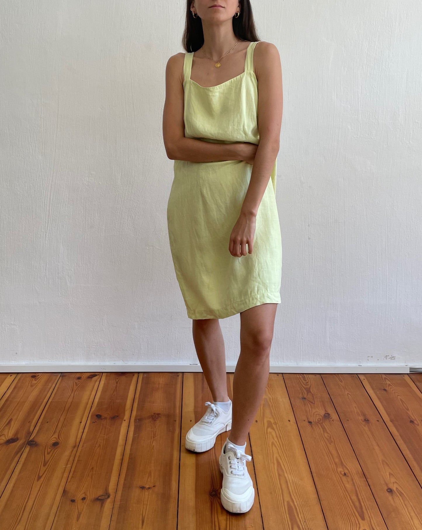 Vintage 90s Linen Minimal Dress Size M