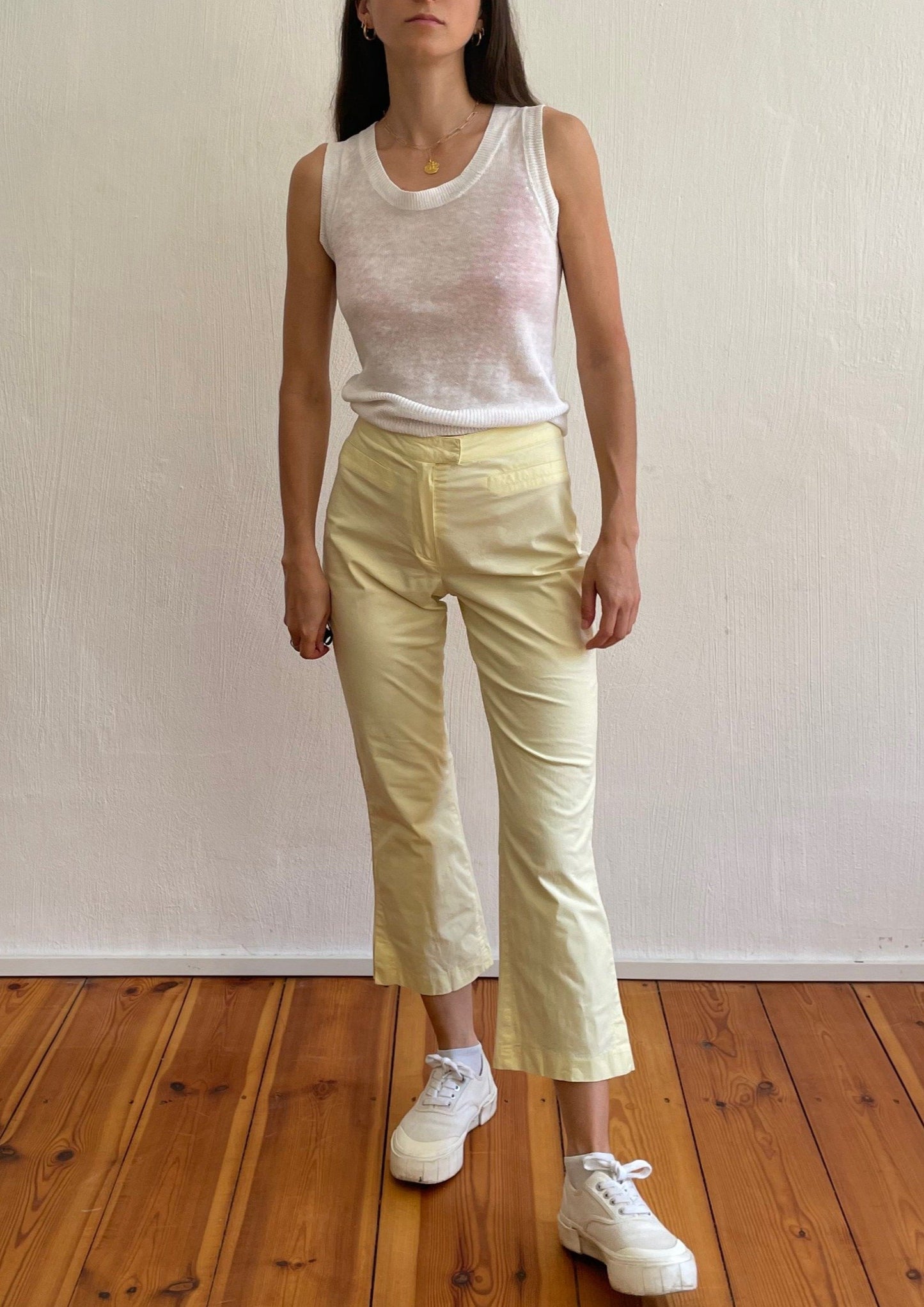 Vintage Yellow Cropped Kickflares Size XS-S