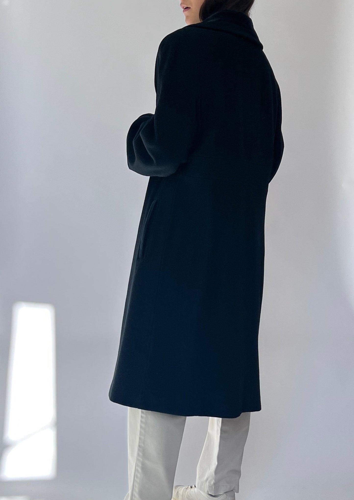 90s Black Pure New Wool Coat S/M