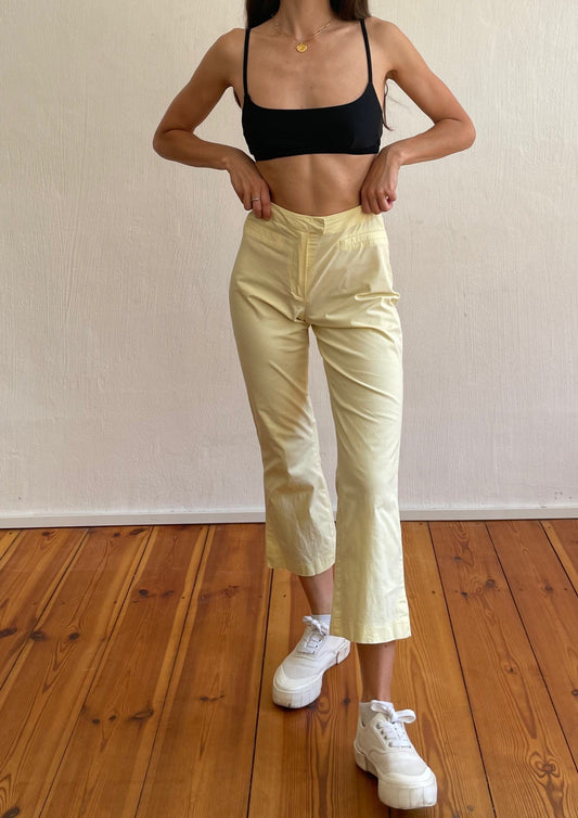 Vintage Yellow Cropped Kickflares Size XS-S