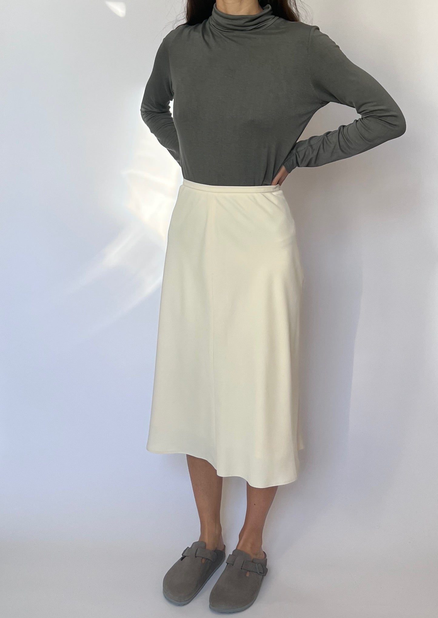 90s Cream Slip Skirt W'30"