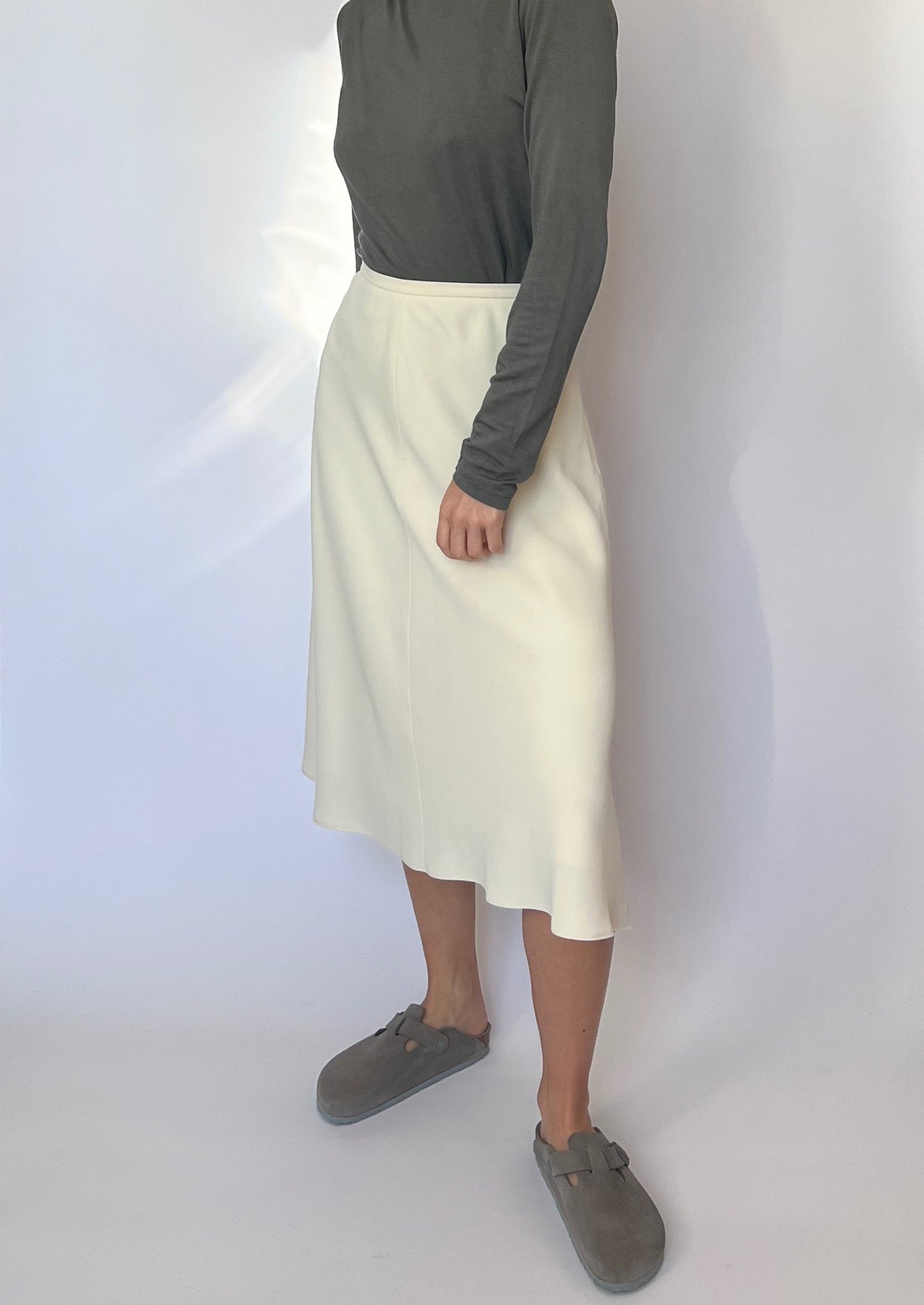 90s Cream Slip Skirt W'30"