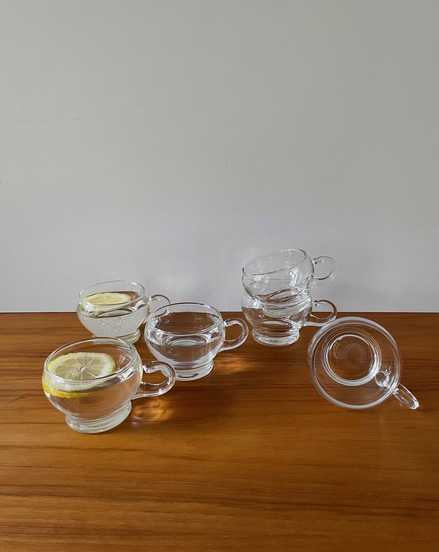 Vintage Clear Glass Tea Cups Set of 6