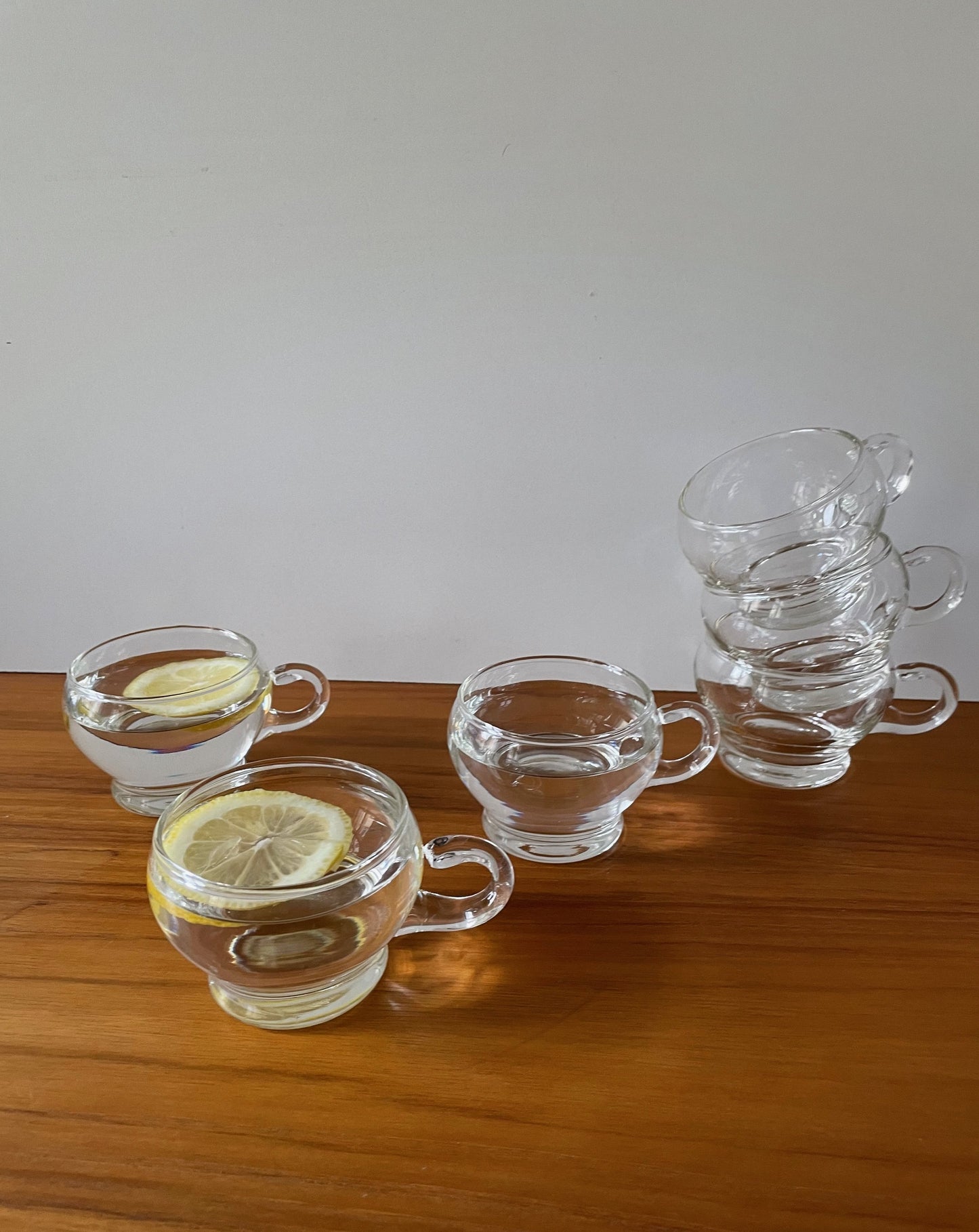 Vintage Clear Glass Tea Cups Set of 6