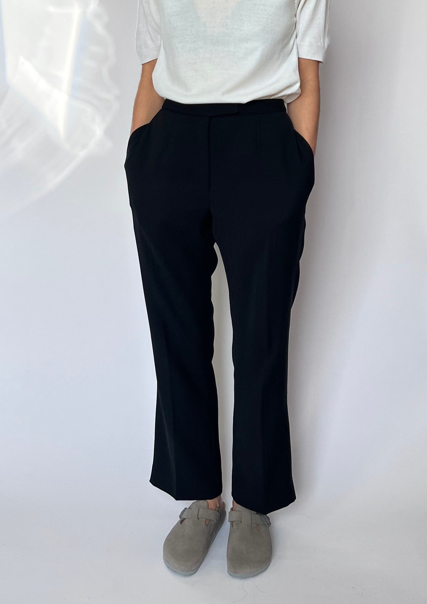 Black High Waist Flared Trousers W'28" S