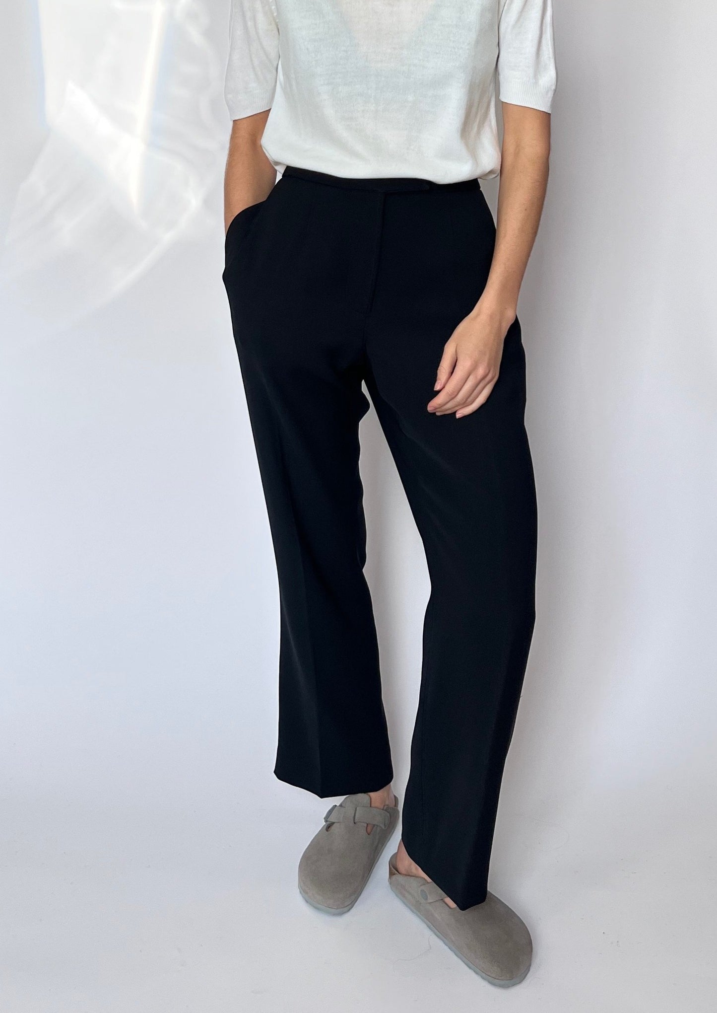 Black High Waist Flared Trousers W'28" S