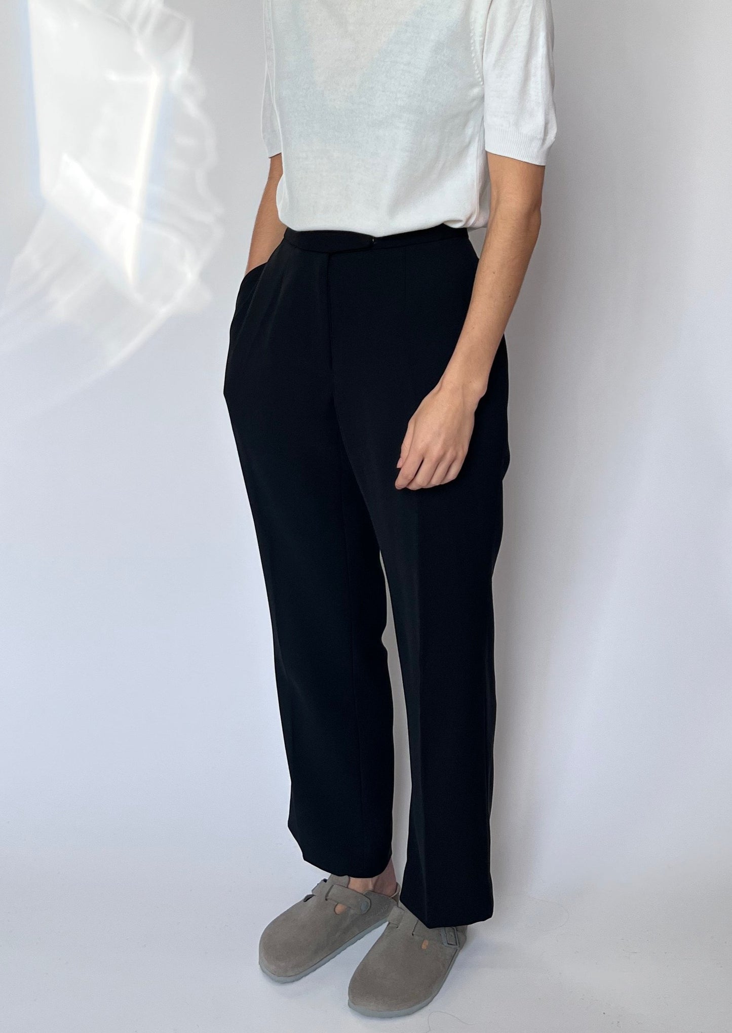 Black High Waist Flared Trousers W'28" S