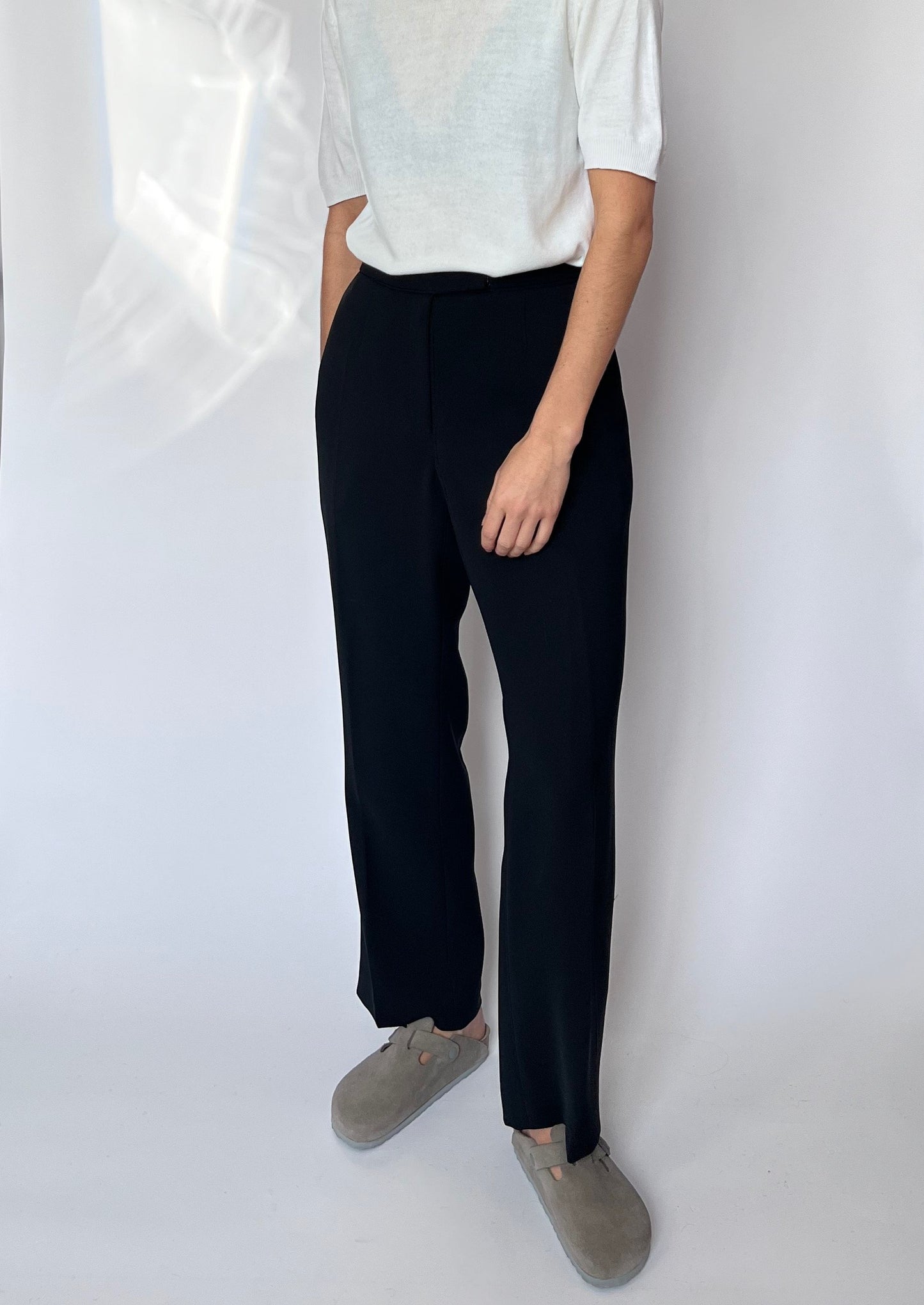 Black High Waist Flared Trousers W'28" S