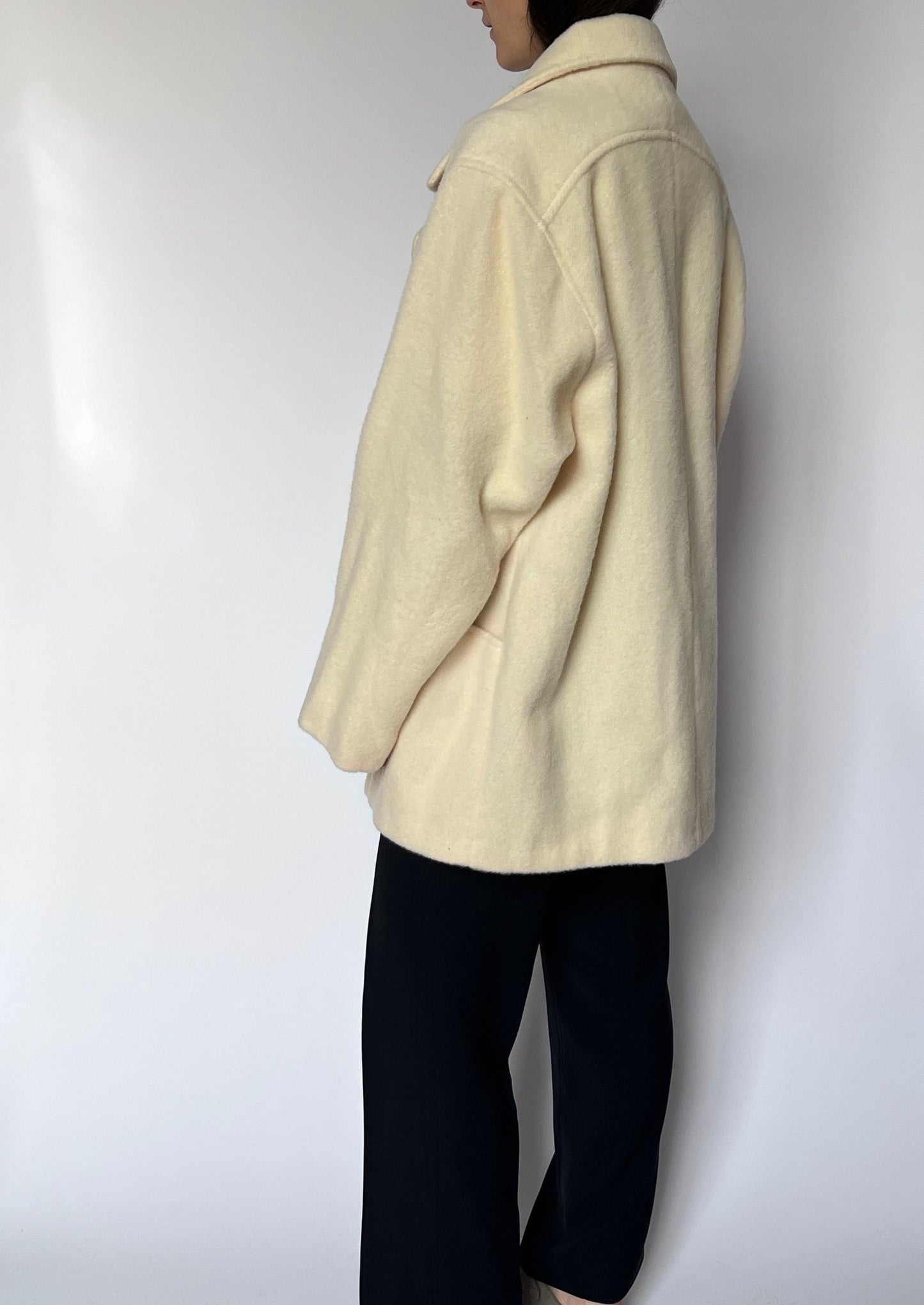 90s Cream Wool Coat S/M