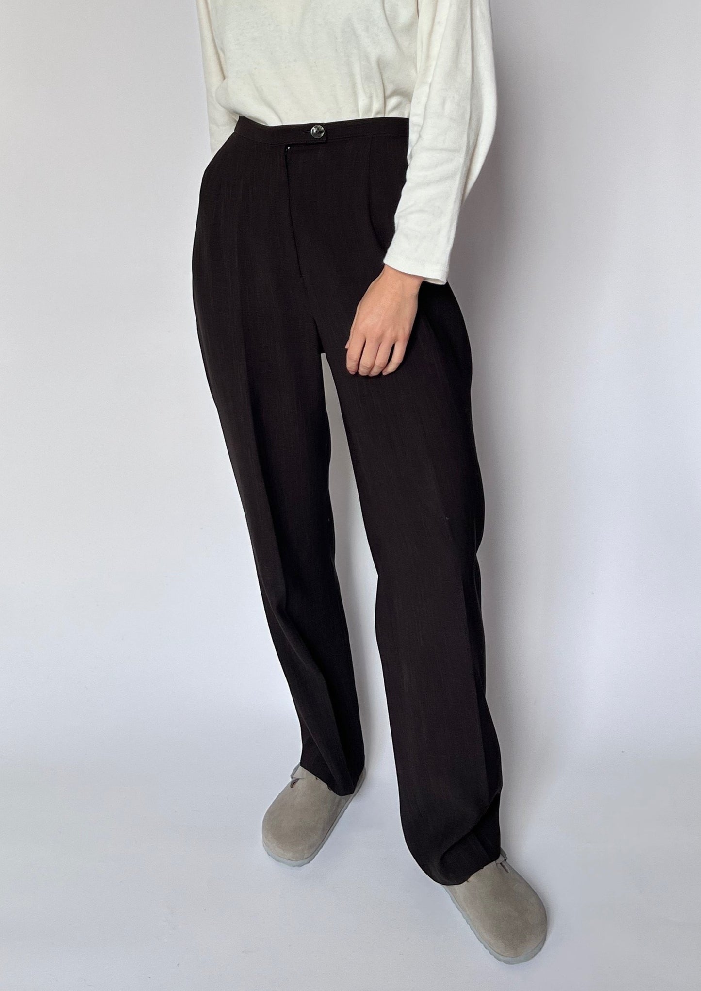 Brown High Waist Flared Trousers W'28" S