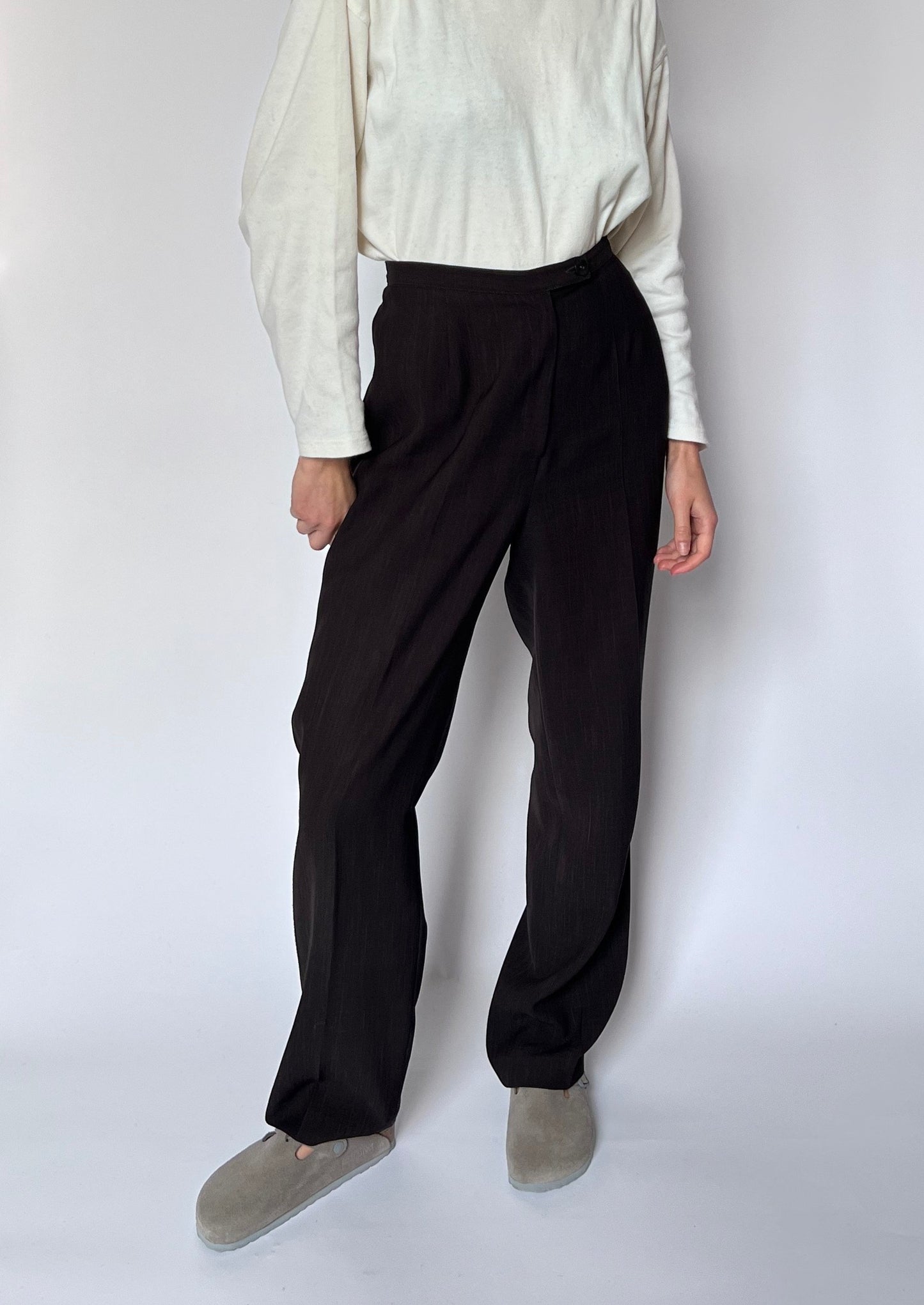 Brown High Waist Flared Trousers W'28" S