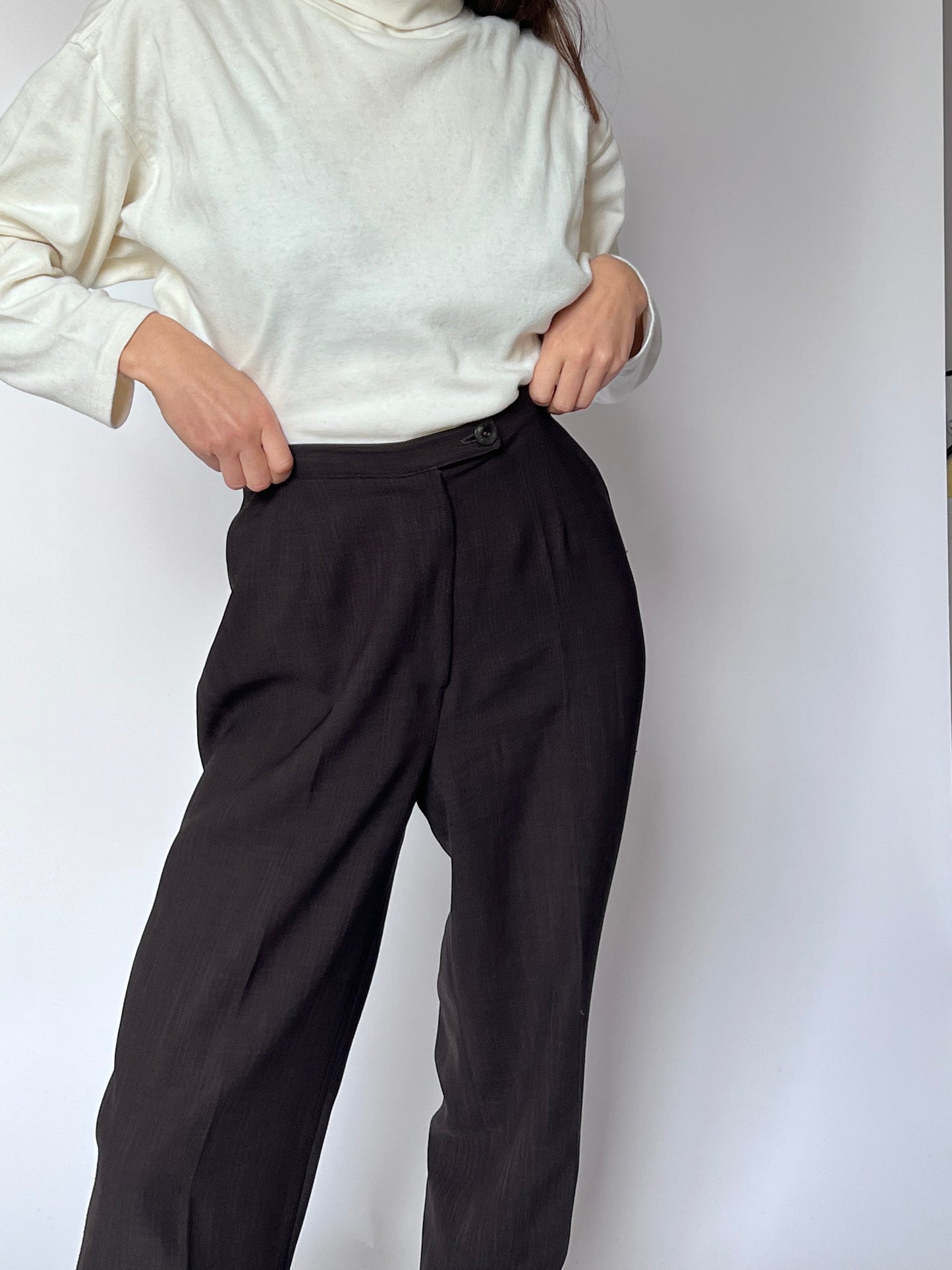 Brown High Waist Flared Trousers W'28" S