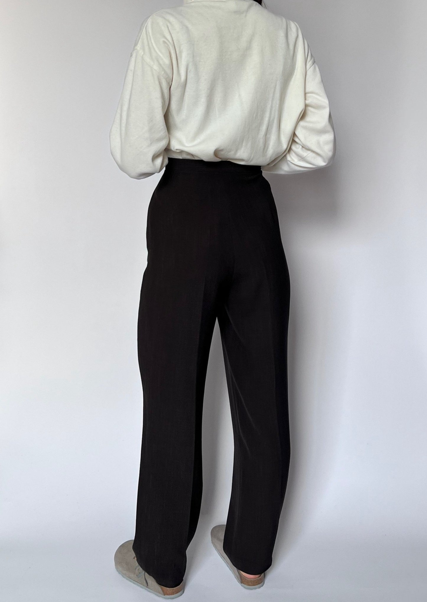 Brown High Waist Flared Trousers W'28" S