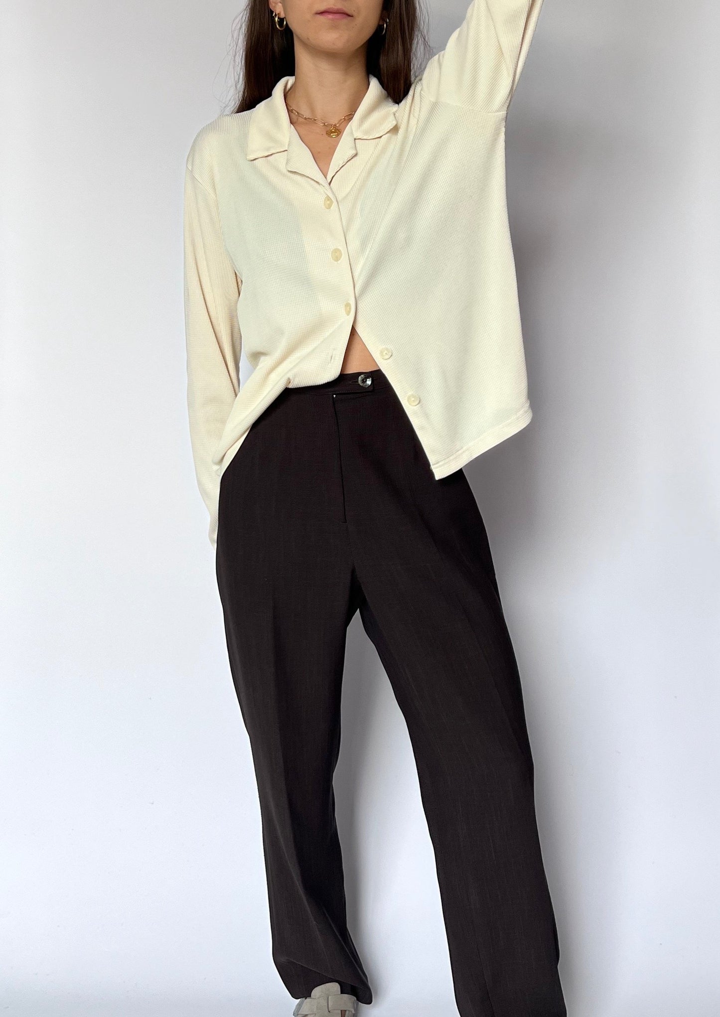 Jersey Cropped Textured Shirt S/M