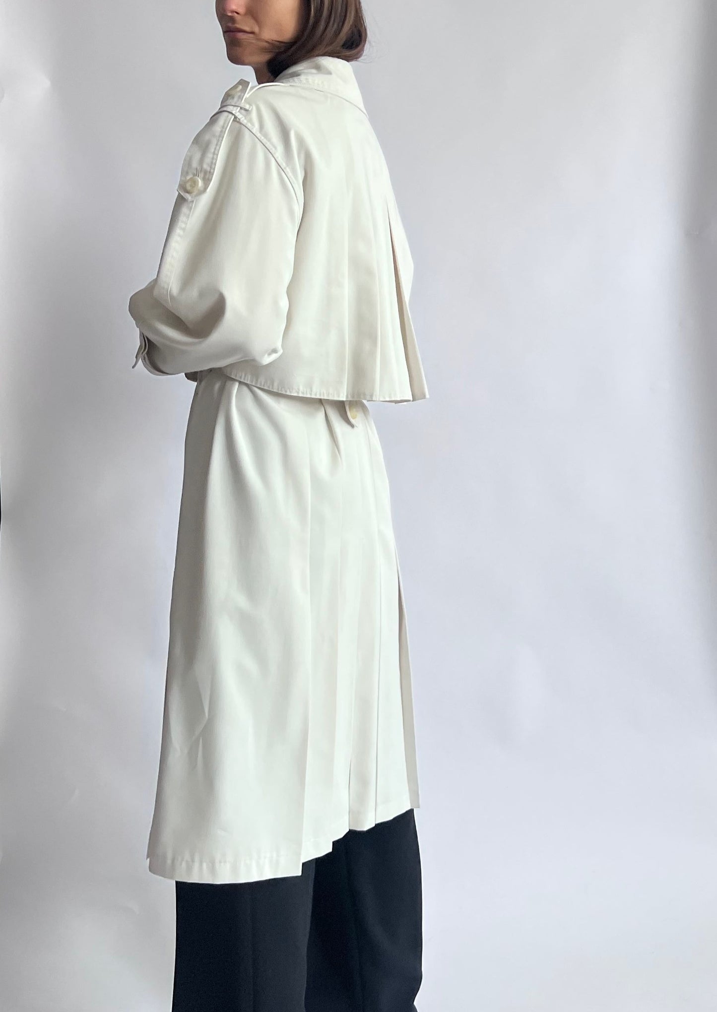 Pleated Cream Trench Coat S/M