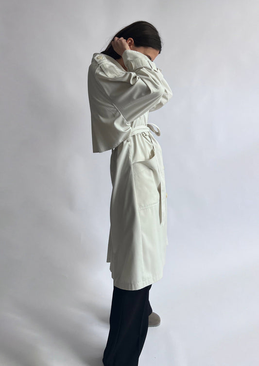 Pleated Cream Trench Coat S/M